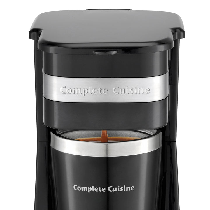 Complete Cuisine Single Coffee Maker Brewer, Stainless Steel Travel Cup, Black - VMInnovations
