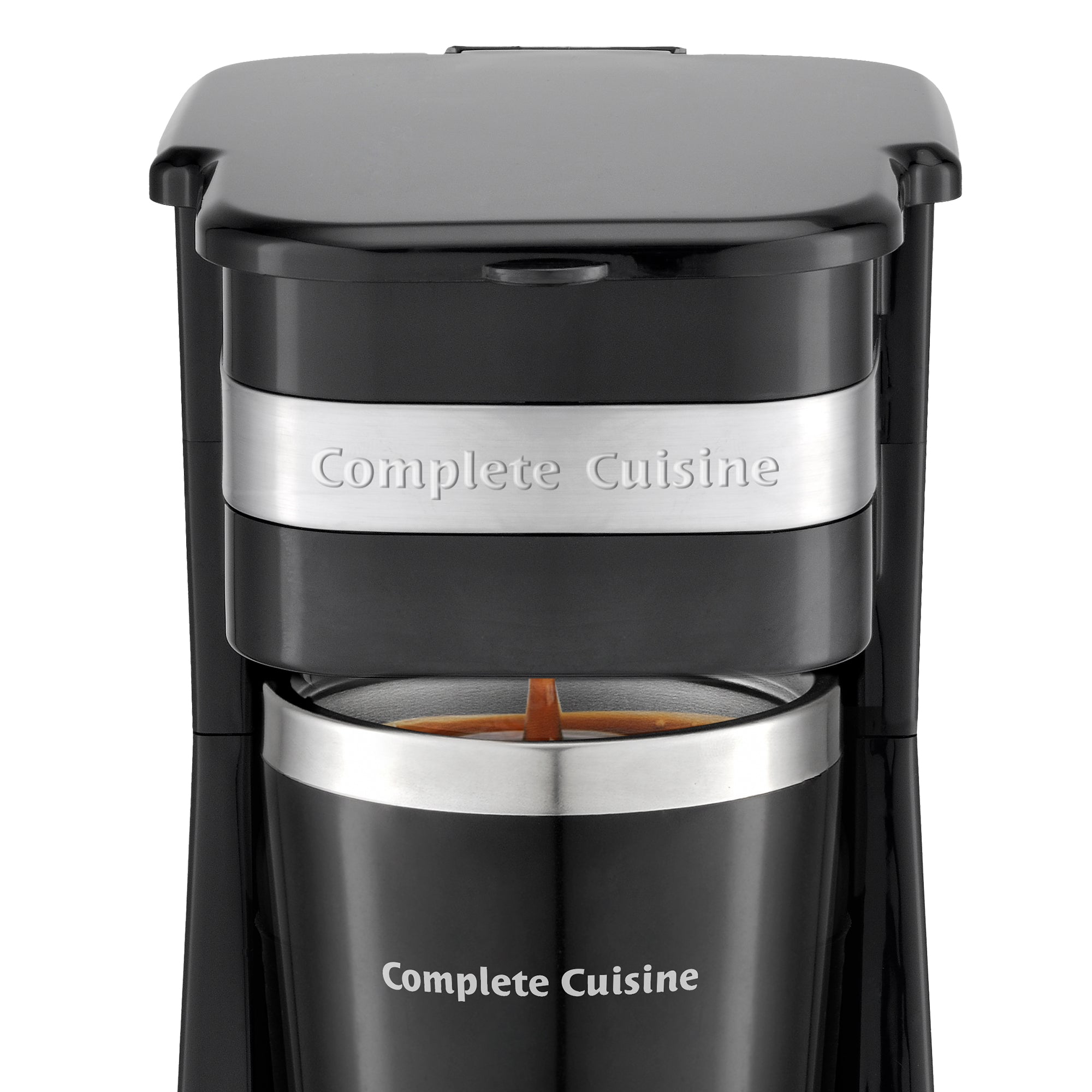 Complete Cuisine Single Coffee Maker Brewer, Stainless Steel Travel Cup, Black - VMInnovations