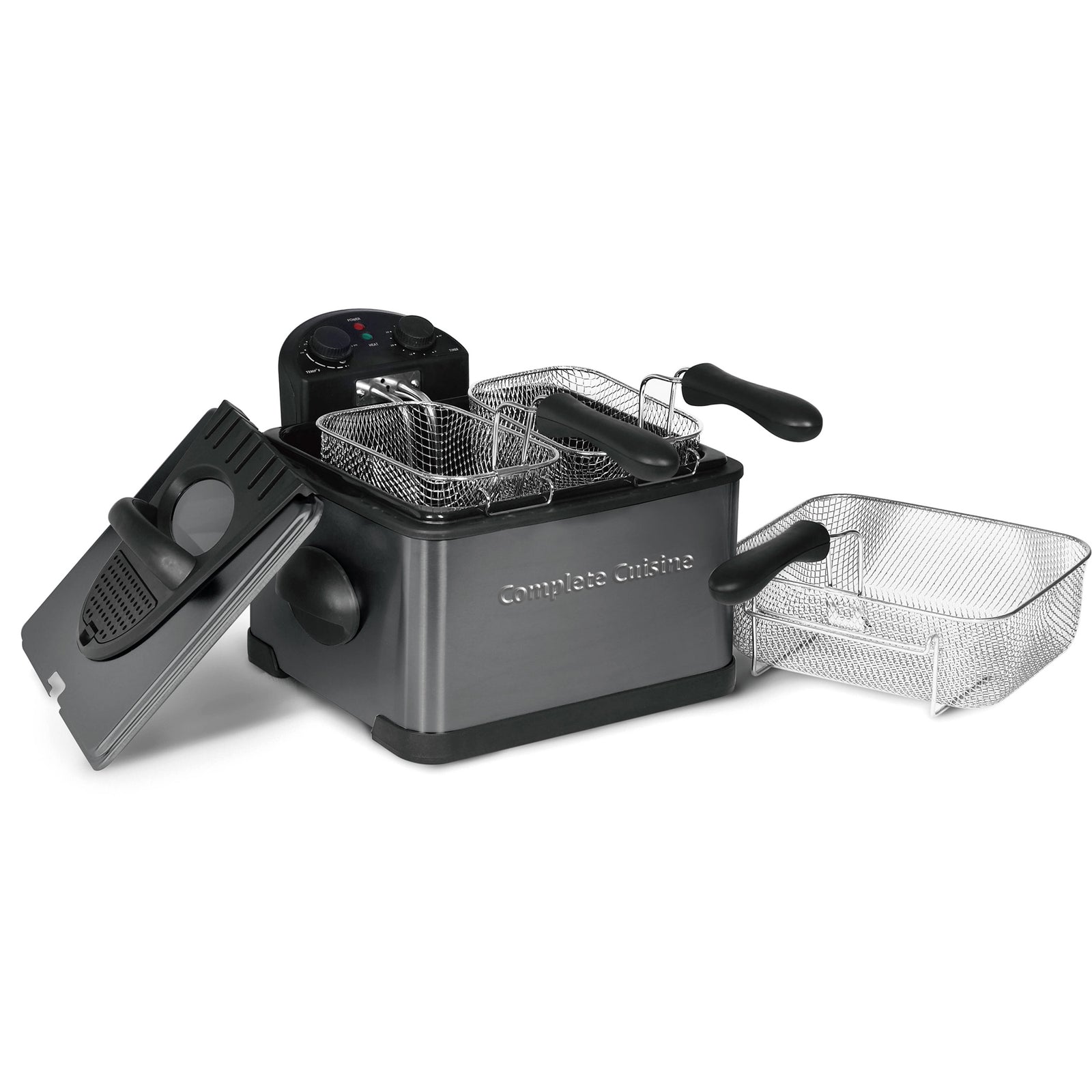 Complete Cuisine 4 Liter Electric Deep Fryer with 3 Fryer Baskets, Lid & Filter - VMInnovations