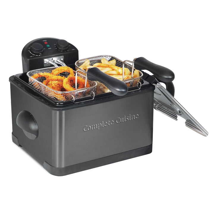 Complete Cuisine 4 Liter Electric Deep Fryer with 3 Fryer Baskets, Lid & Filter - VMInnovations