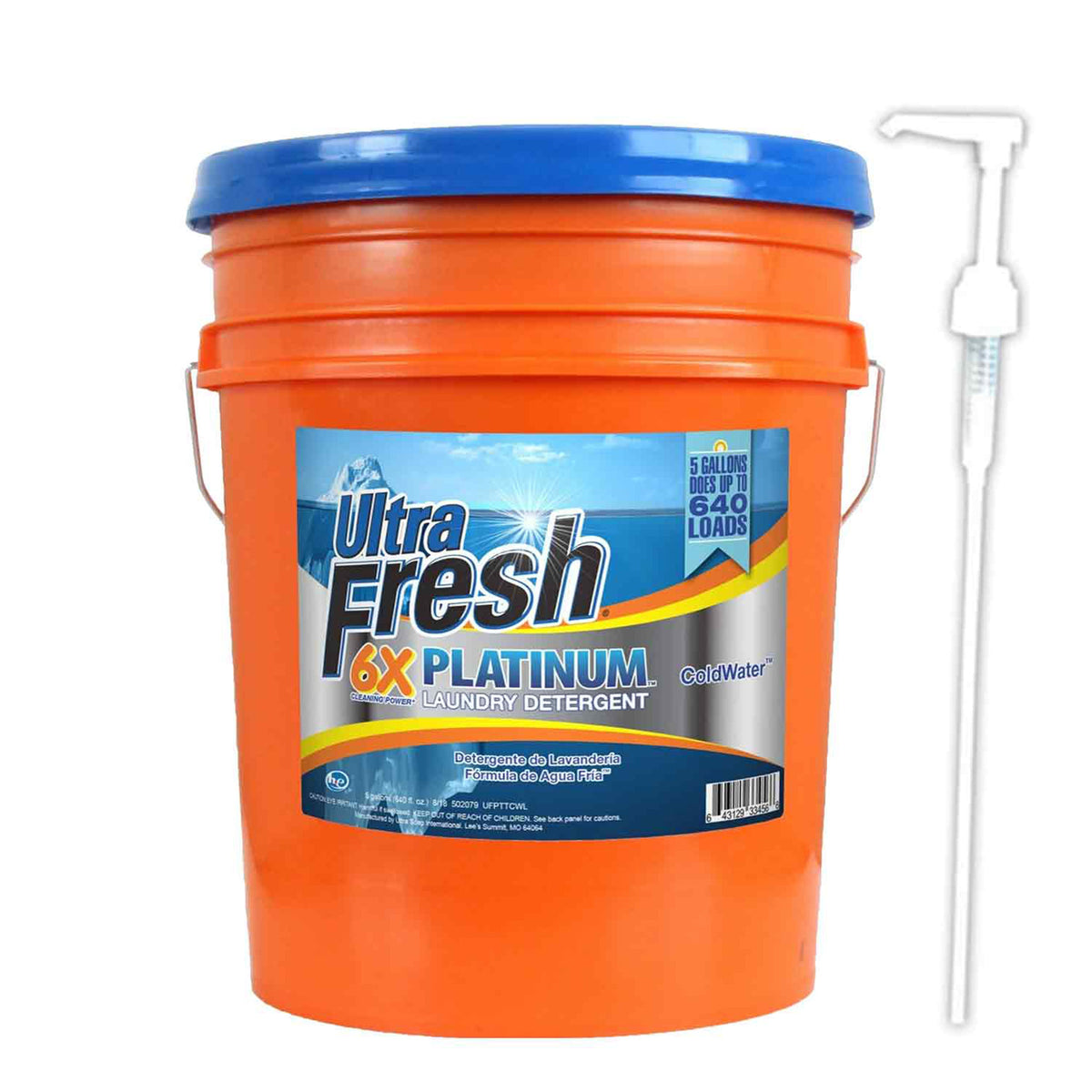 Ultra Fresh 6X Platinum Laundry Detergent, Up to 640 Loads, ColdWater, 5 Gallon
