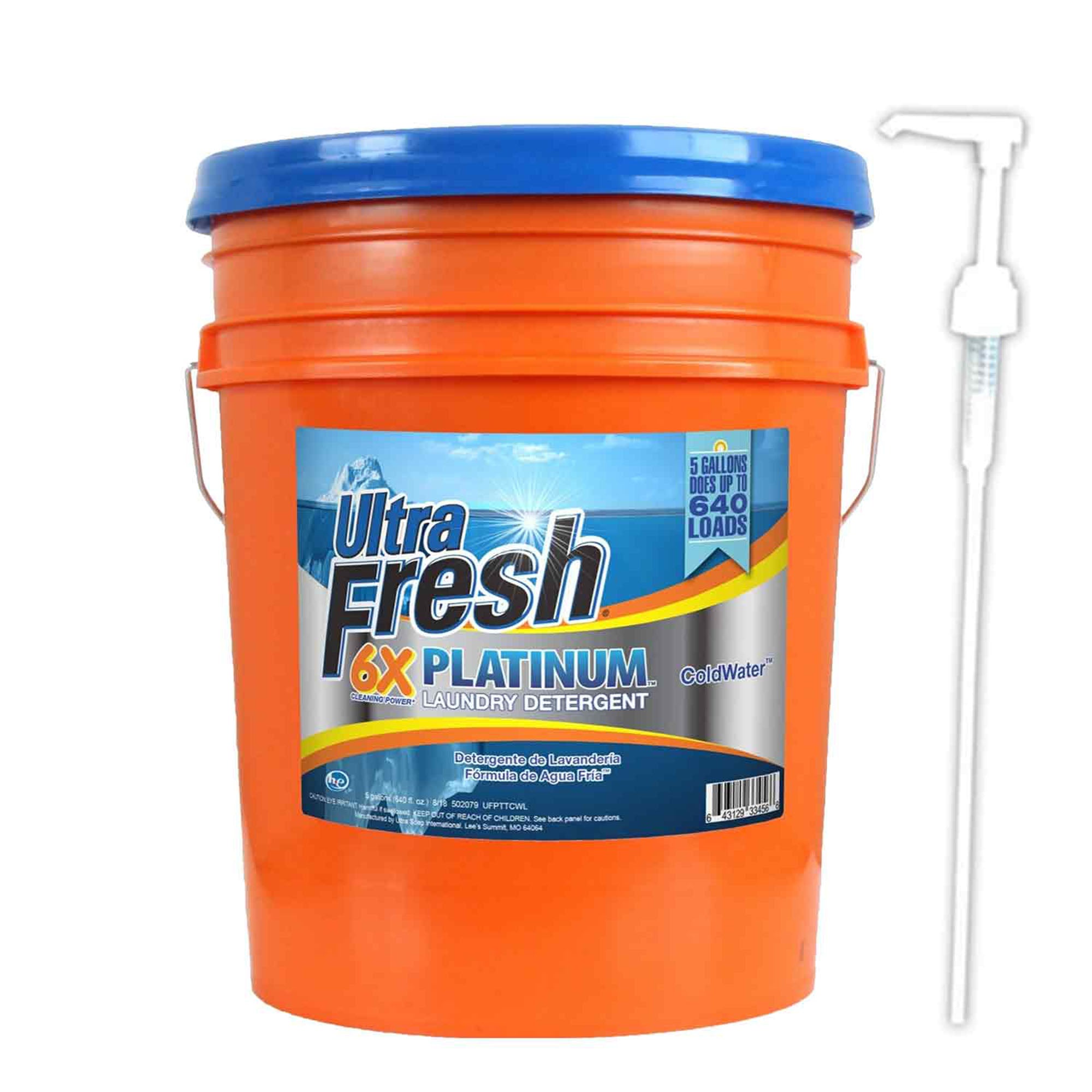Ultra Fresh 6X Platinum Laundry Detergent, Up to 640 Loads, ColdWater, 5 Gallon