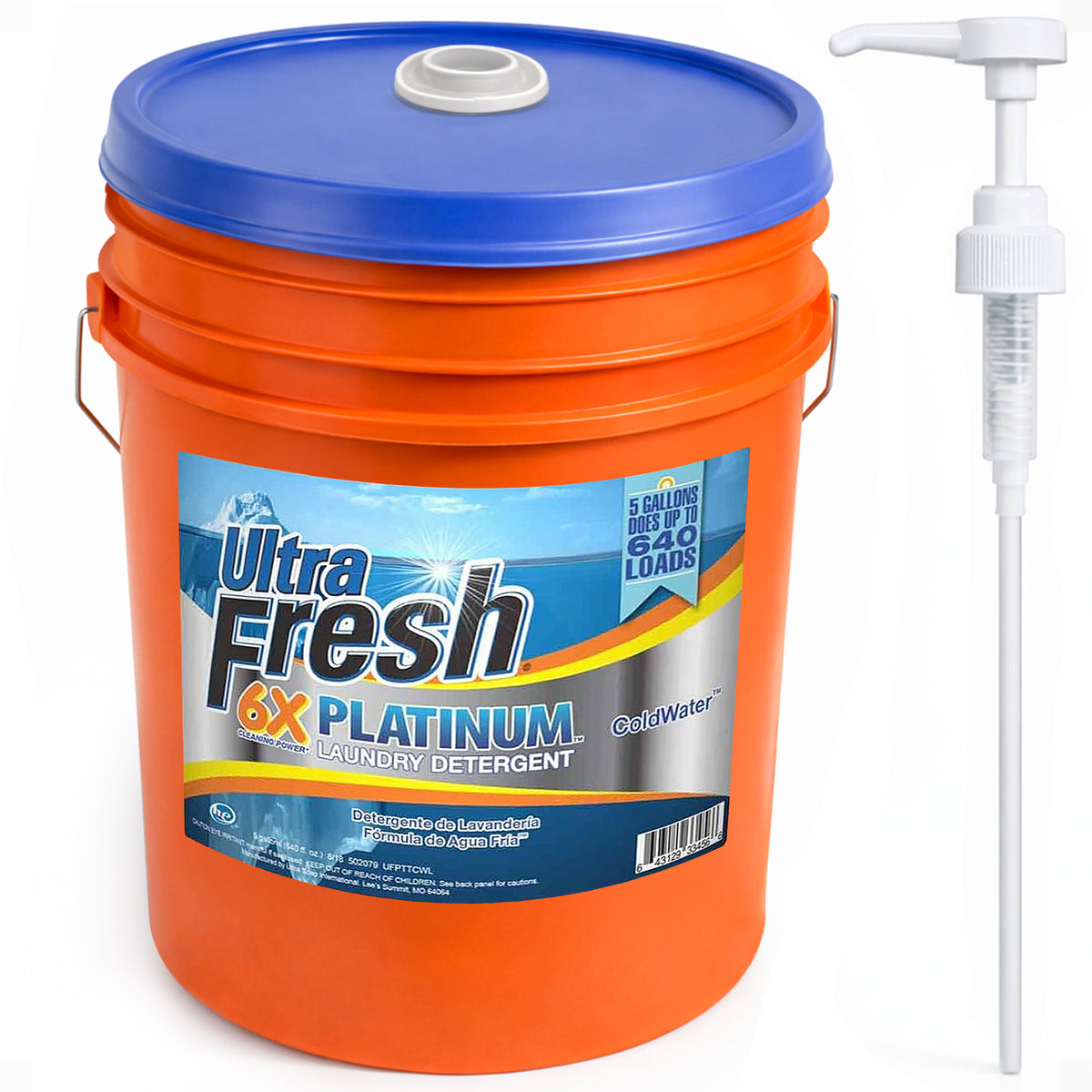 Ultra Fresh 6X Platinum Laundry Detergent, Up to 640 Loads, ColdWater, 5 Gallon