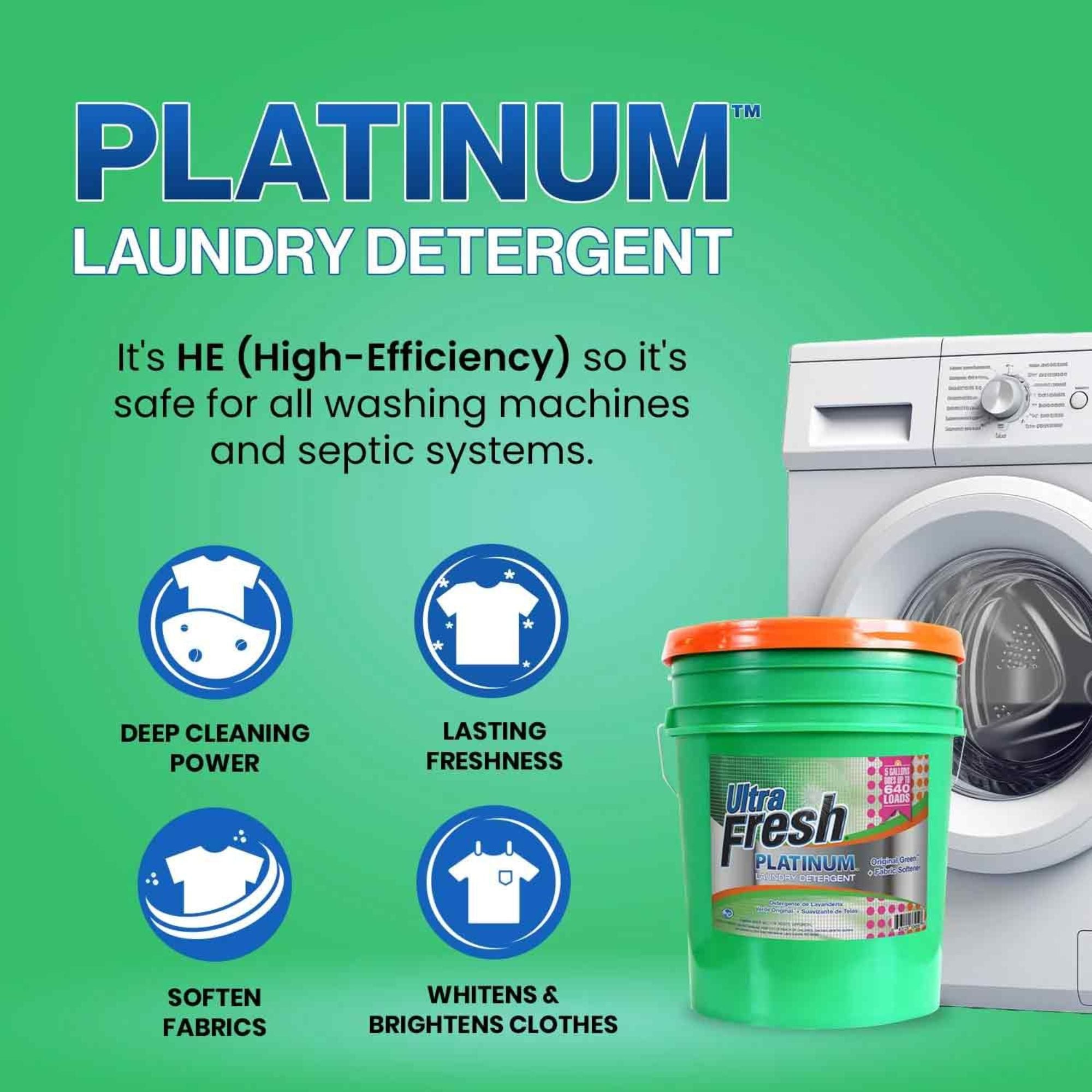 Ultra Fresh 3X Platinum Liquid Laundry Detergent with Fabric Softener, Green - VMInnovations