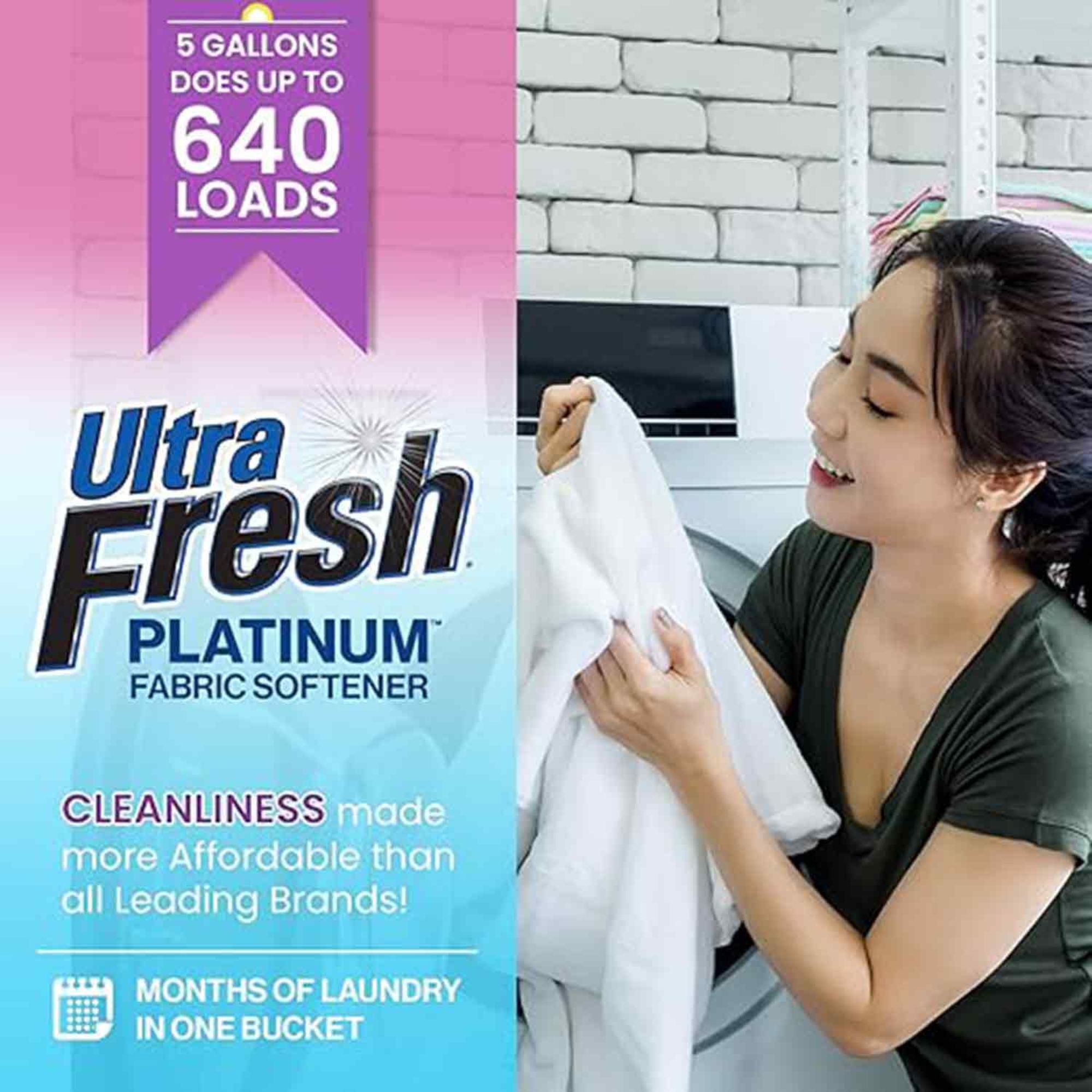 Ultra Fresh Platinum Laundry Fabric Softener up to 640 Loads, Lavender, 5 Gallon - VMInnovations