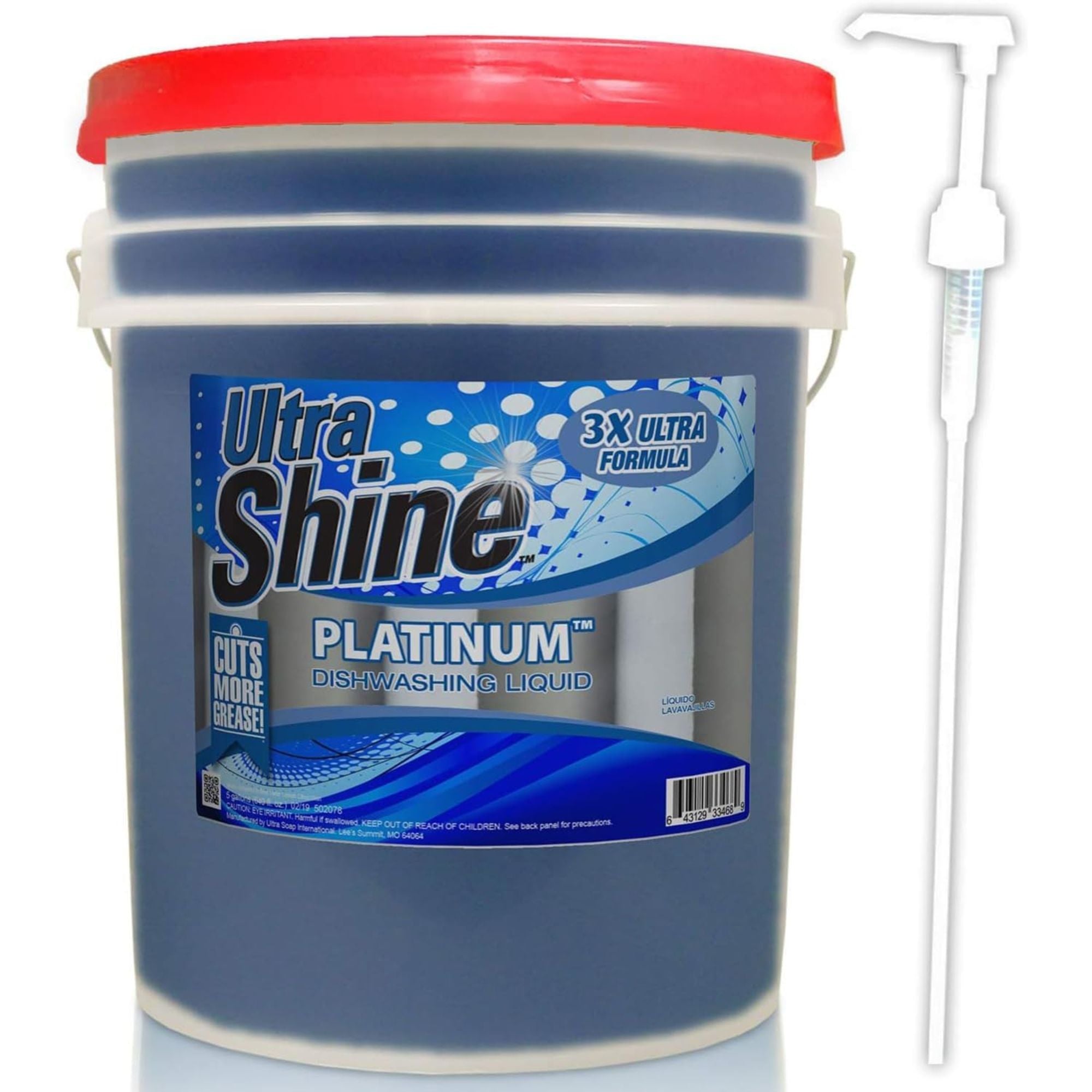 Ultra Shine™ 3 Pack 3X Platinum™ Dishwashing Liquid Grease Remover, 5 Gal, Blue