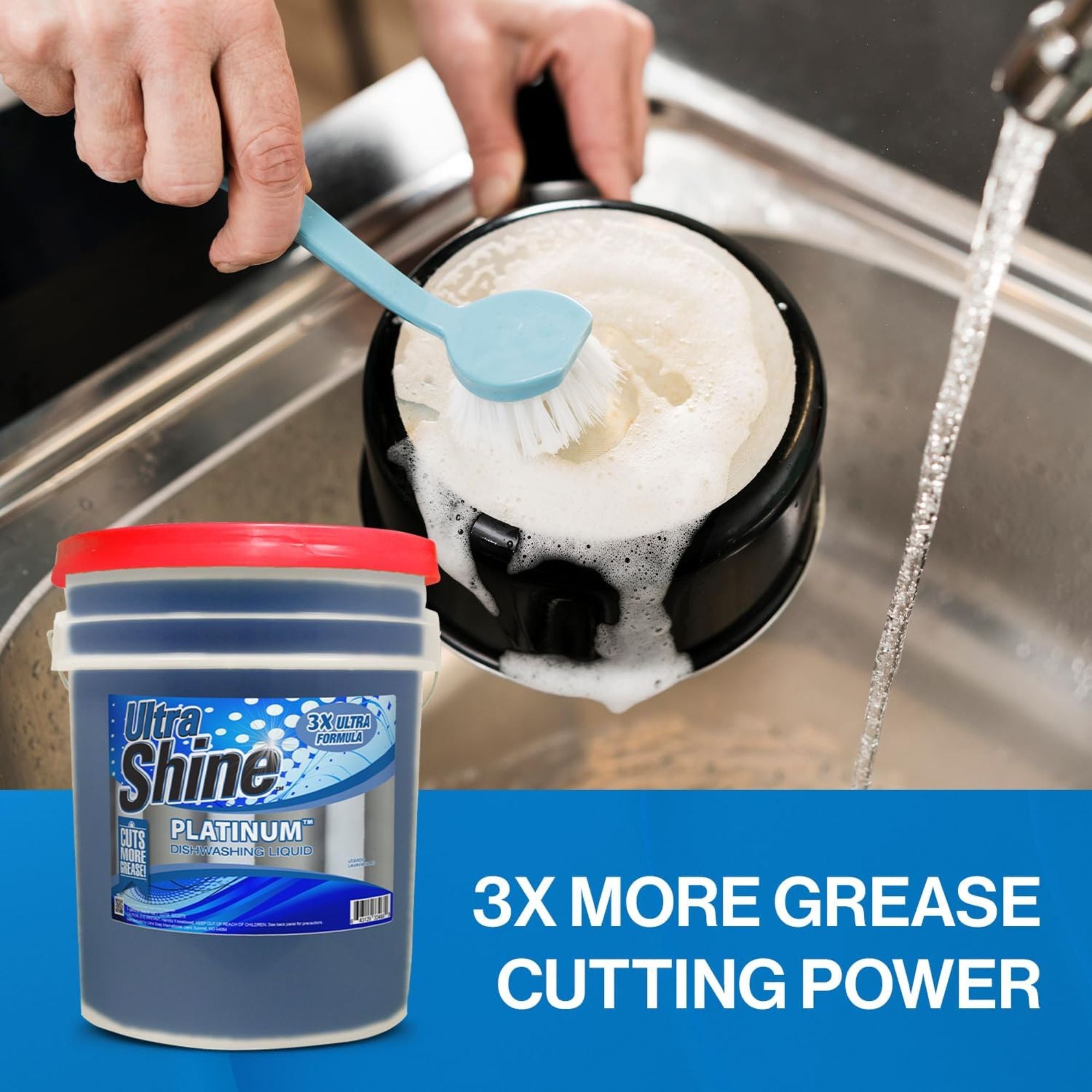 Ultra Shine™ 3 Pack 3X Platinum™ Dishwashing Liquid Grease Remover, 5 Gal, Blue
