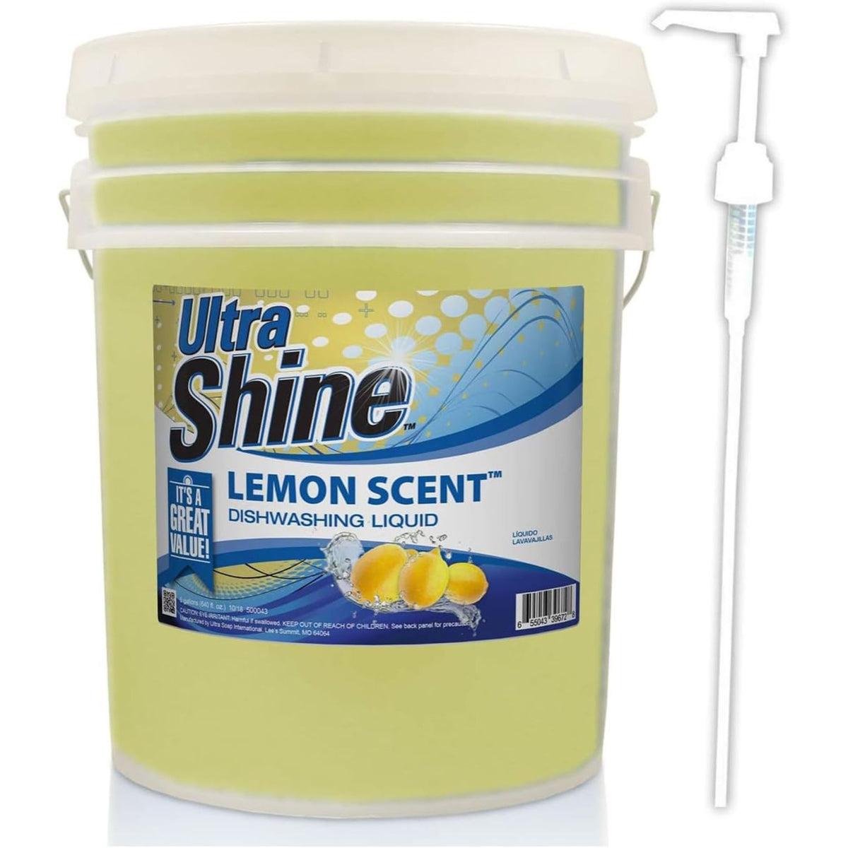 Ultra Shine ™ 5 Gallon 2X Platinum ™ Dish Cleaning Liquid, Lemon Scent, Yellow - VMInnovations