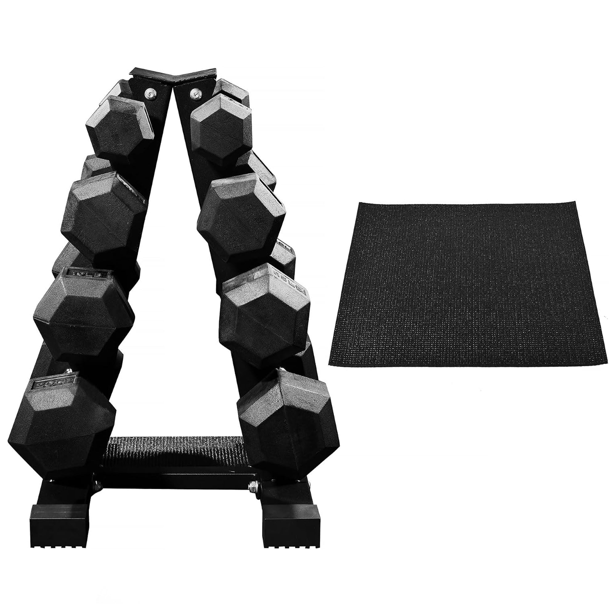 BalanceFrom Dumbbell Set with Stand, Rubber Encased Home Gym Hand Weights, 100lb