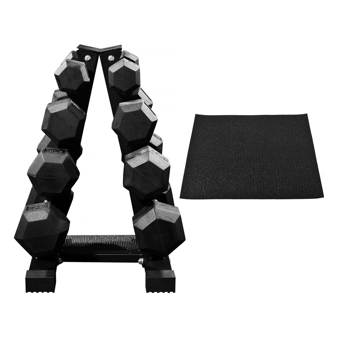 BalanceFrom Dumbbell Set with Stand, Rubber Encased Home Gym Hand Weights, 100lb - VMInnovations