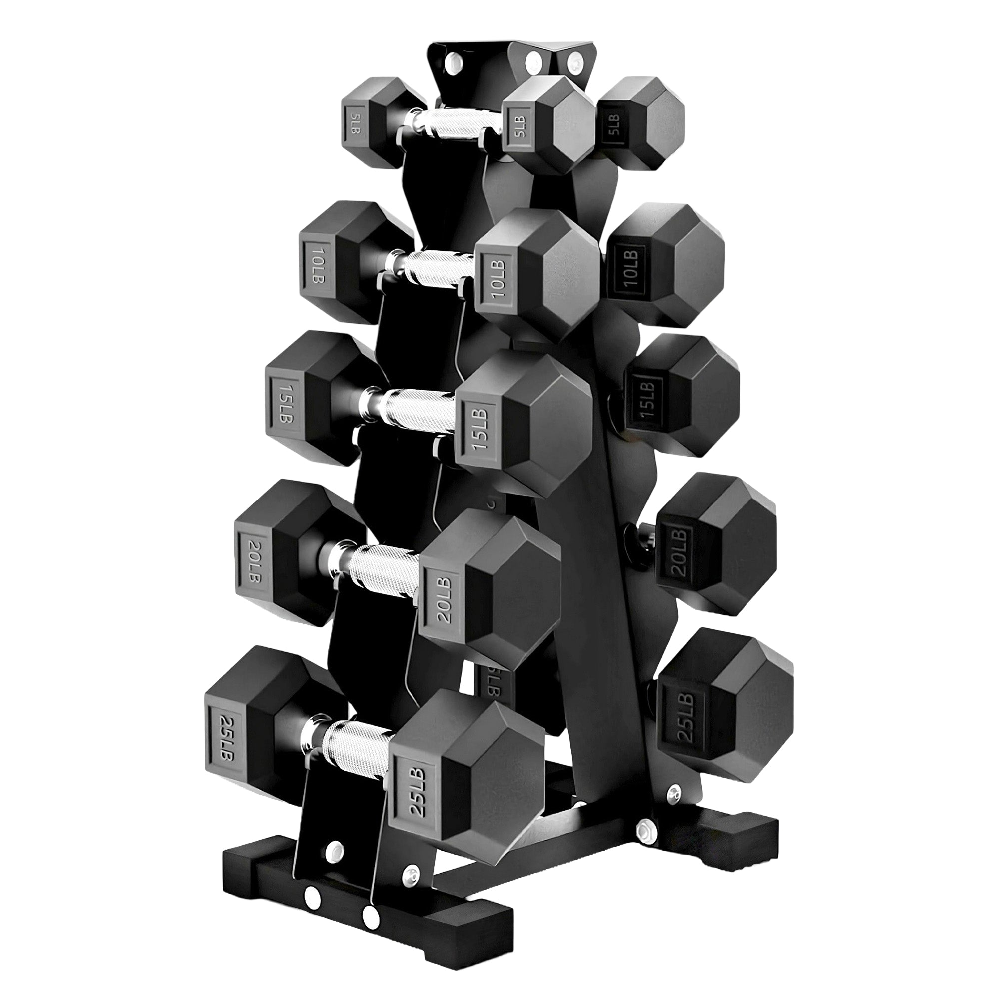 BalanceFrom Dumbbell Set with Stand, Rubber Encased Home Gym Hand Weights, 150lb