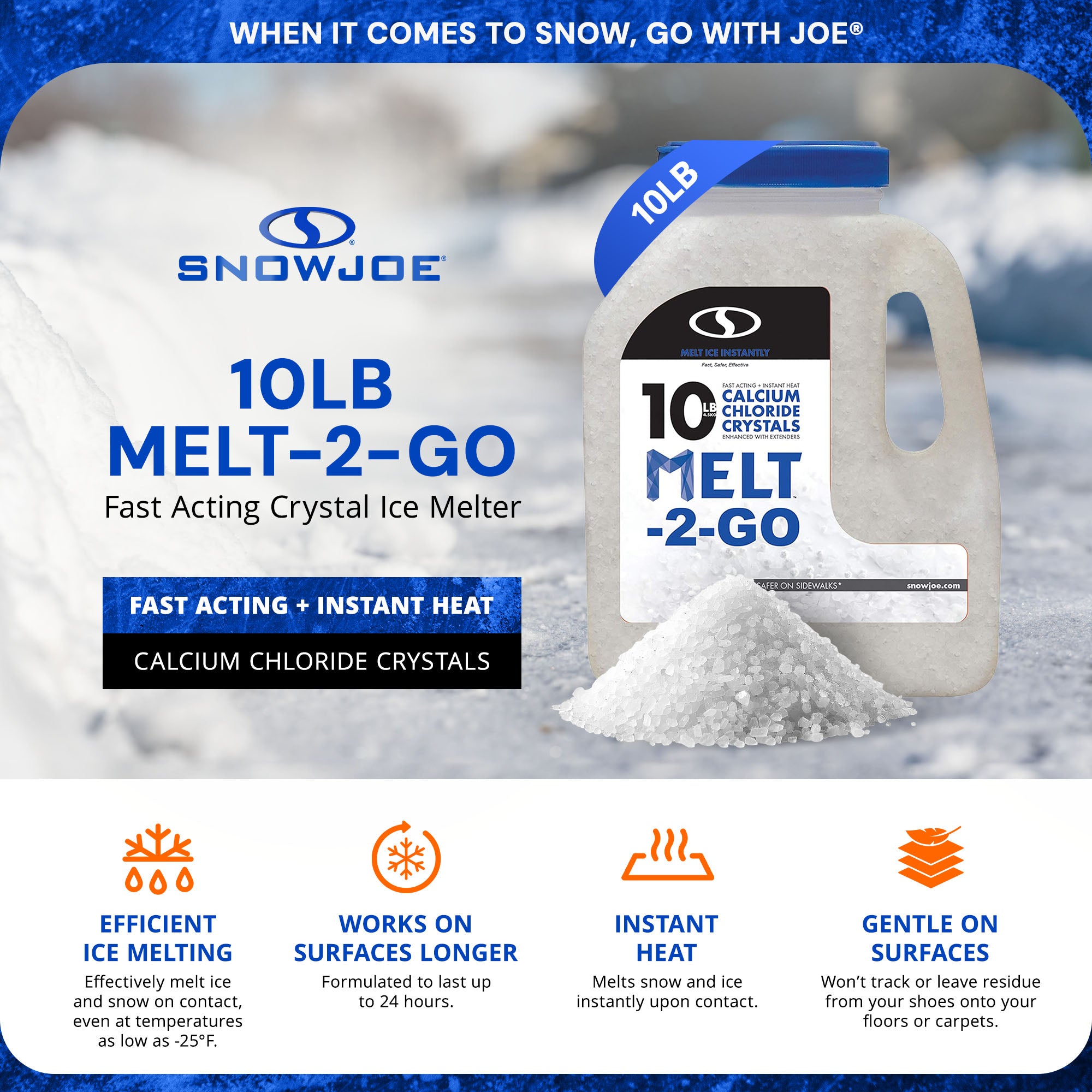 Snow Joe Melt-2-Go Calcium Chloride Crystal Ice Melter, 10 lb, AZ-10-CC-JUG - VMInnovations