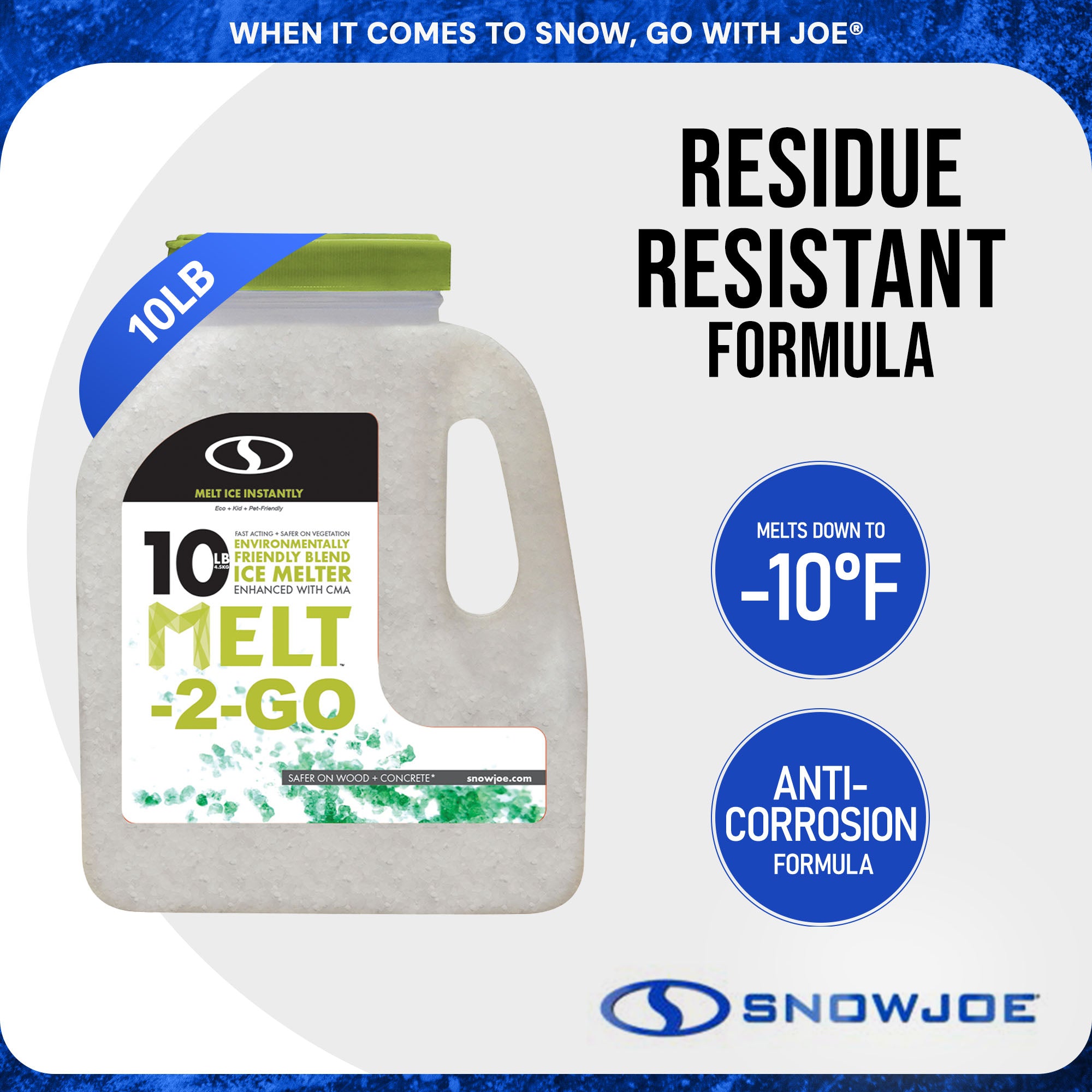 Snow Joe Melt-2-Go, Ice & Snow Melt, Fast Acting Blend, 10 lb Jug, AZ-10-EB-JUG - VMInnovations