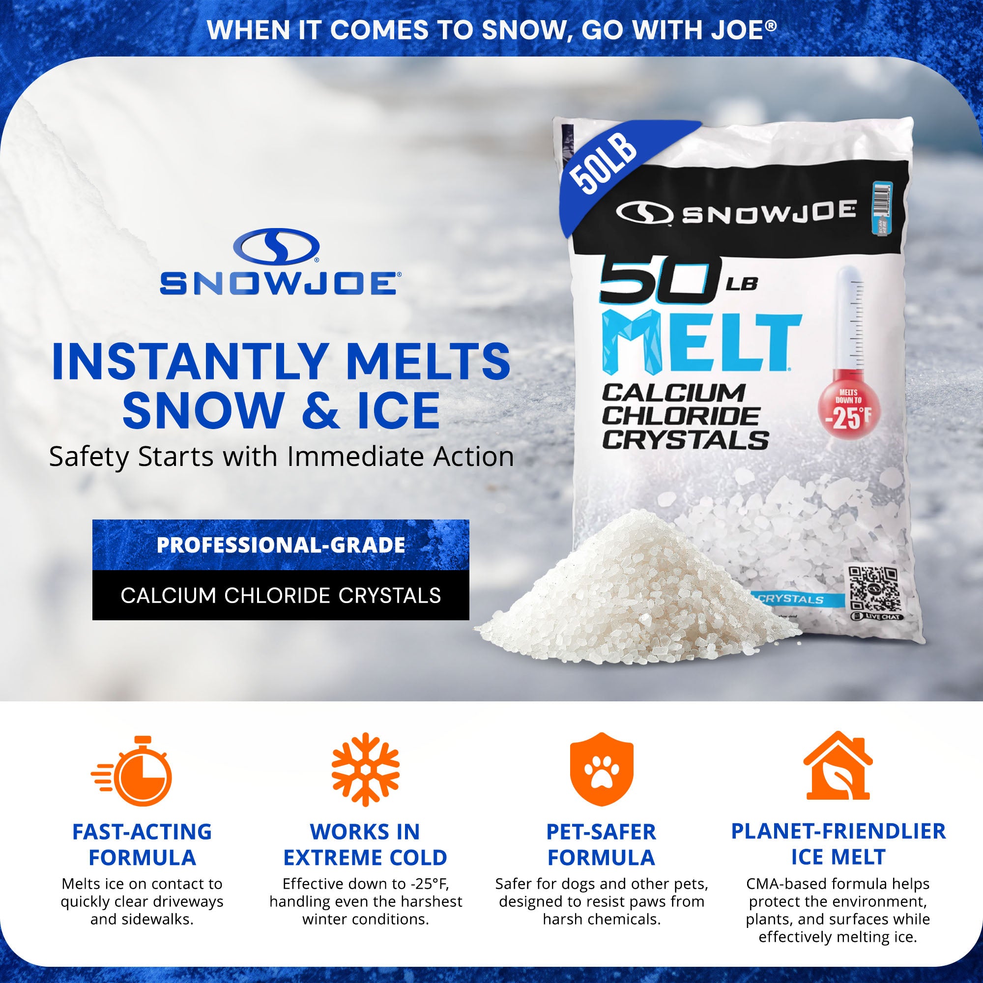 Snow Joe 5 Pack Melt 2 Go Crystal Snow & Ice Melt for Sidewalk, 50Lb Bag, White - VMInnovations
