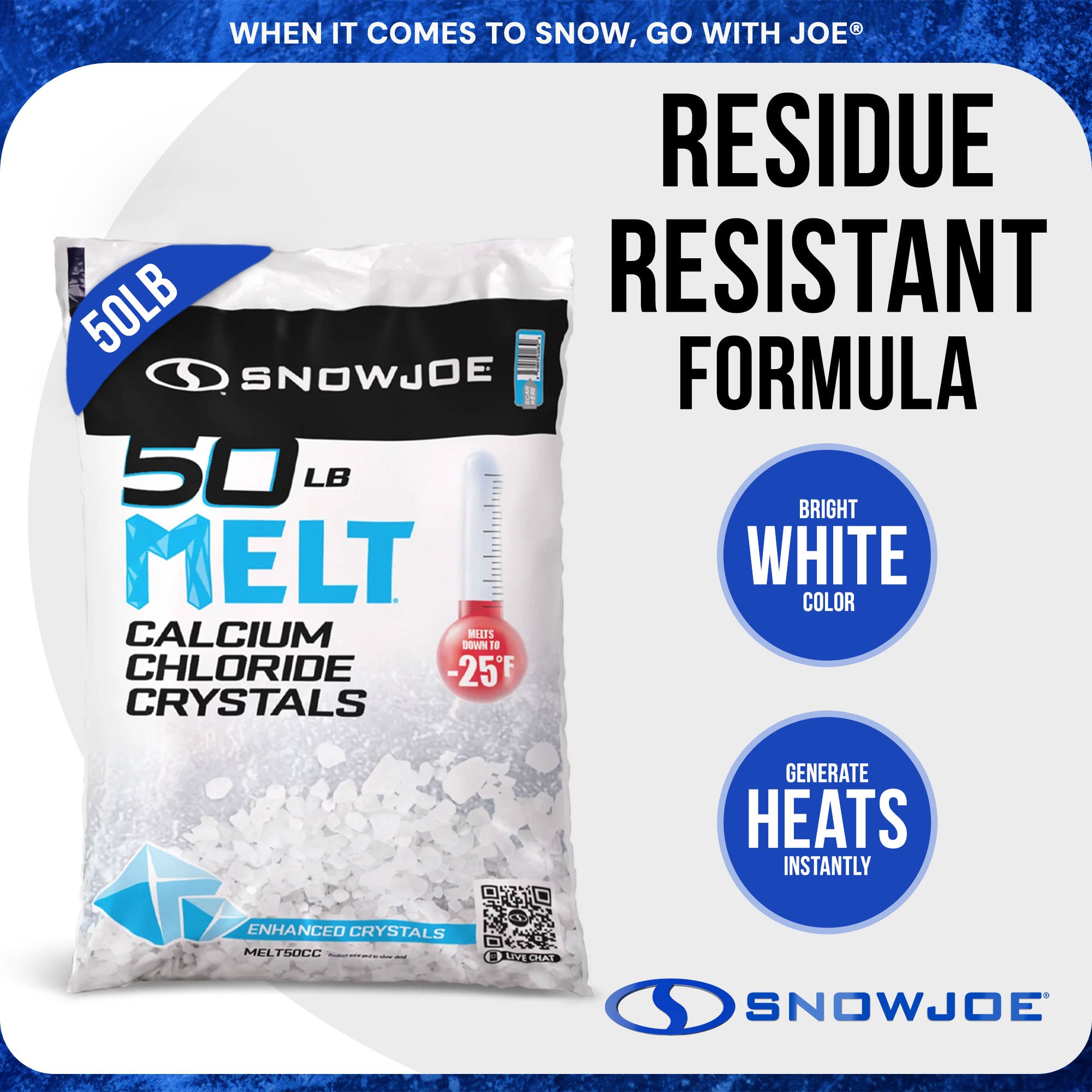 Snow Joe 20 Pack Melt 2 Go Crystal Snow & Ice Melt for Sidewalk, 50Lb Bag, White - VMInnovations