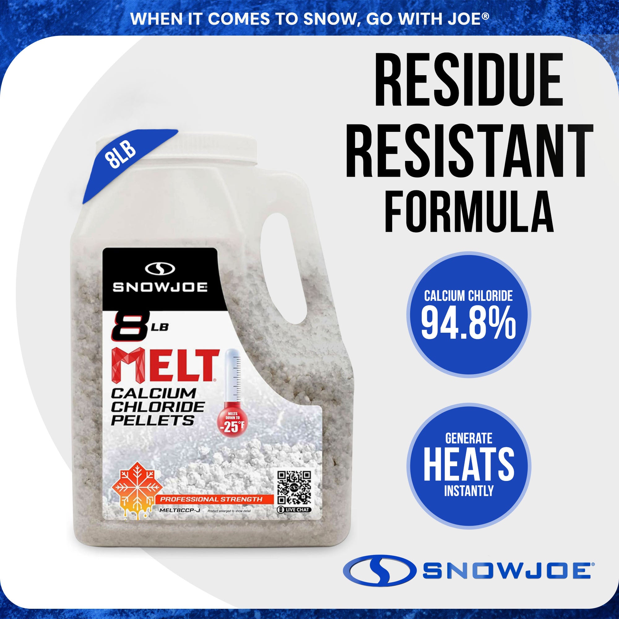 Snow Joe 4 Pack Melt Calcium Chloride Pellets Ice Melter Ice and Snow Melt, 8 Lb