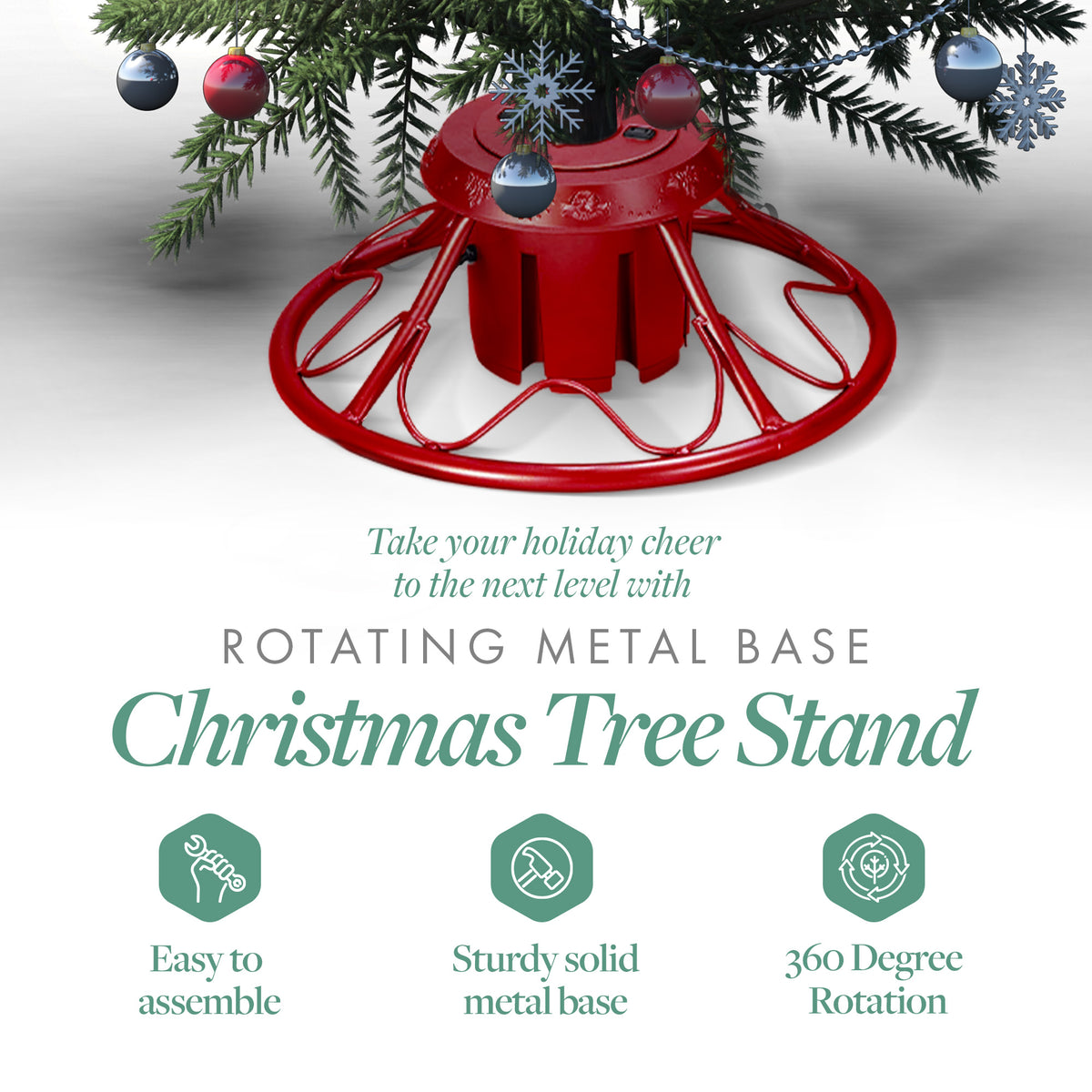 Home Heritage Rotating Tree Stand Base w/Stanley 7' Skinny Pencil Christmas Tree