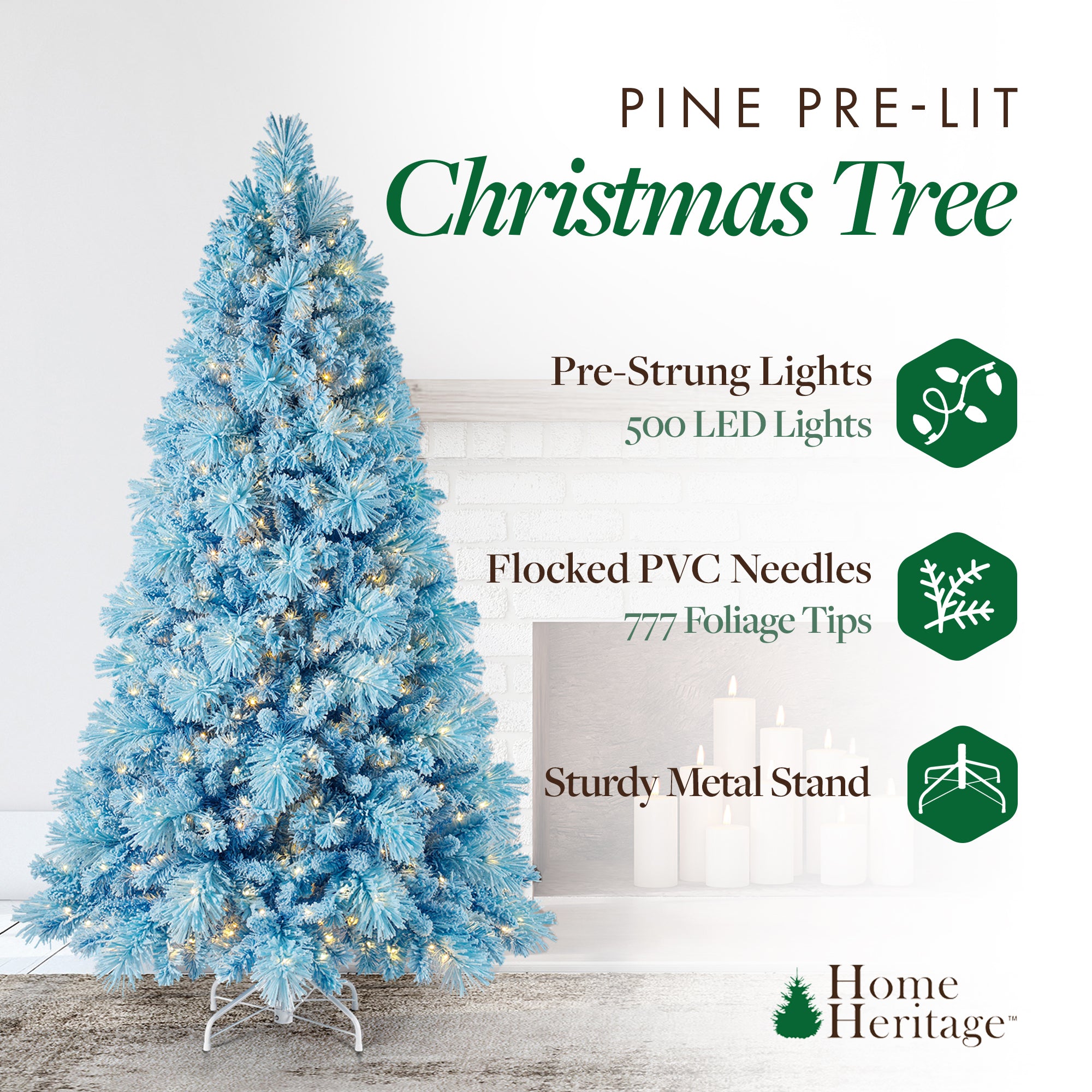Home Heritage Rotating Tree Stand Base w/Snowdrift 6.5' Pine Christmas Tree