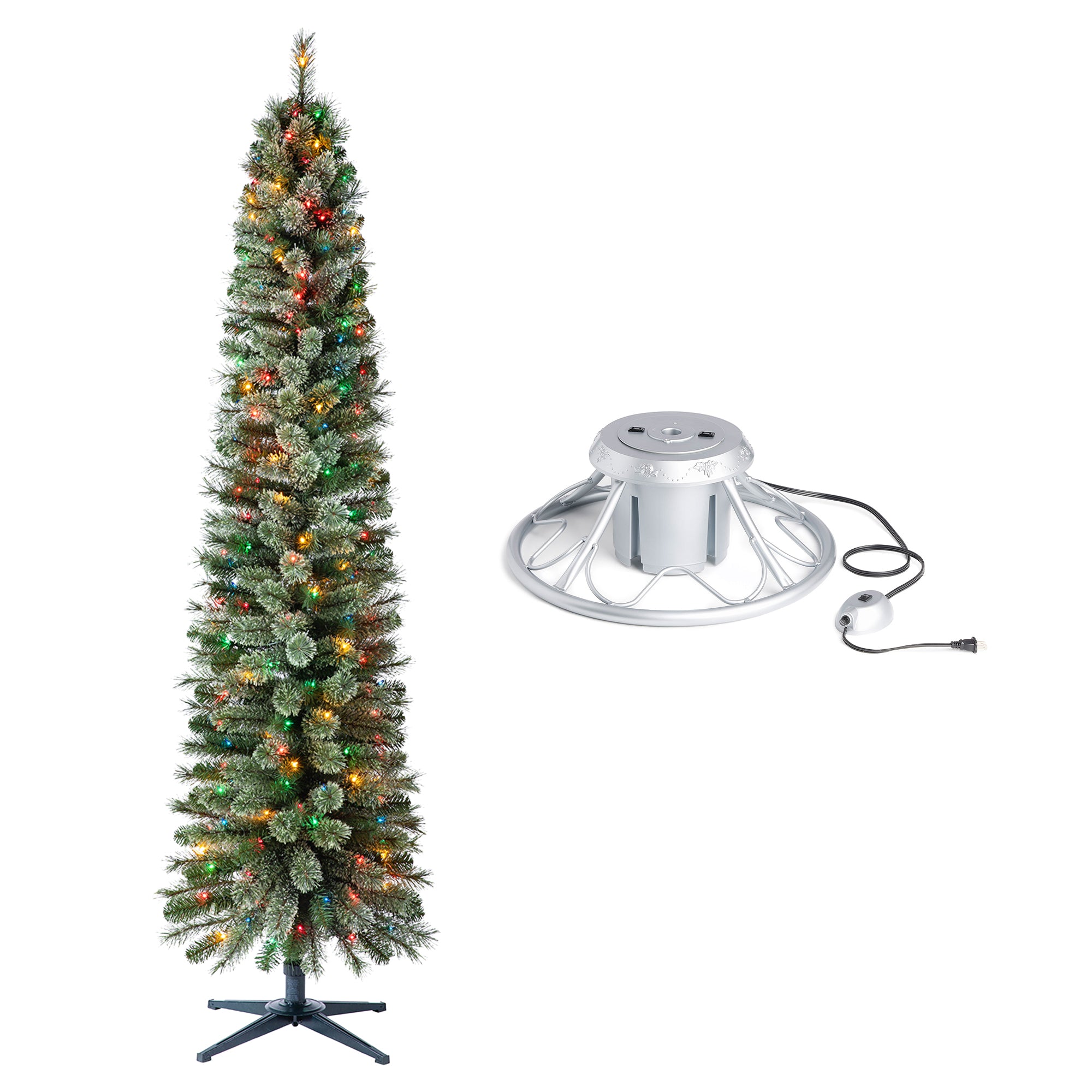 Home Heritage Rotating Tree Stand Base w/Stanley 7' Artificial Christmas Tree - VMInnovations