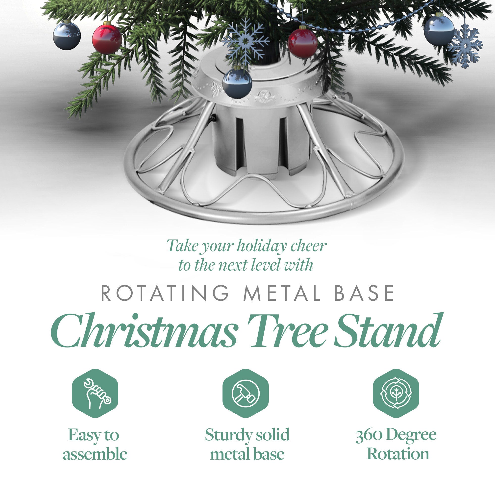 Home Heritage Rotating Tree Stand Base w/Stanley 7' Artificial Christmas Tree - VMInnovations