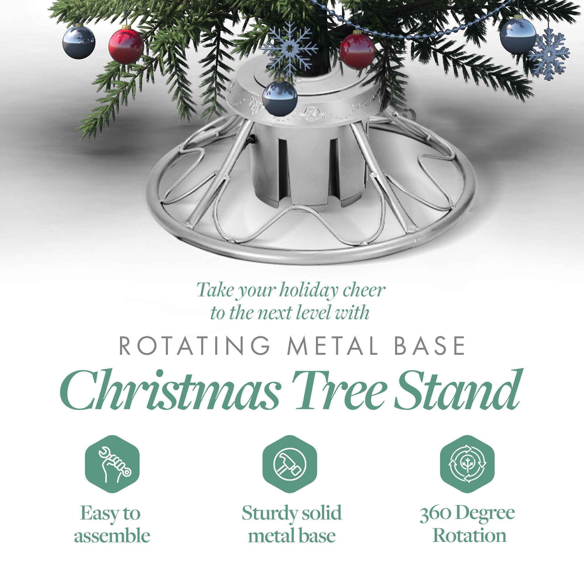 Home Heritage Rotating Tree Stand Base w/Stanley 7' Skinny Pencil Christmas Tree - VMInnovations