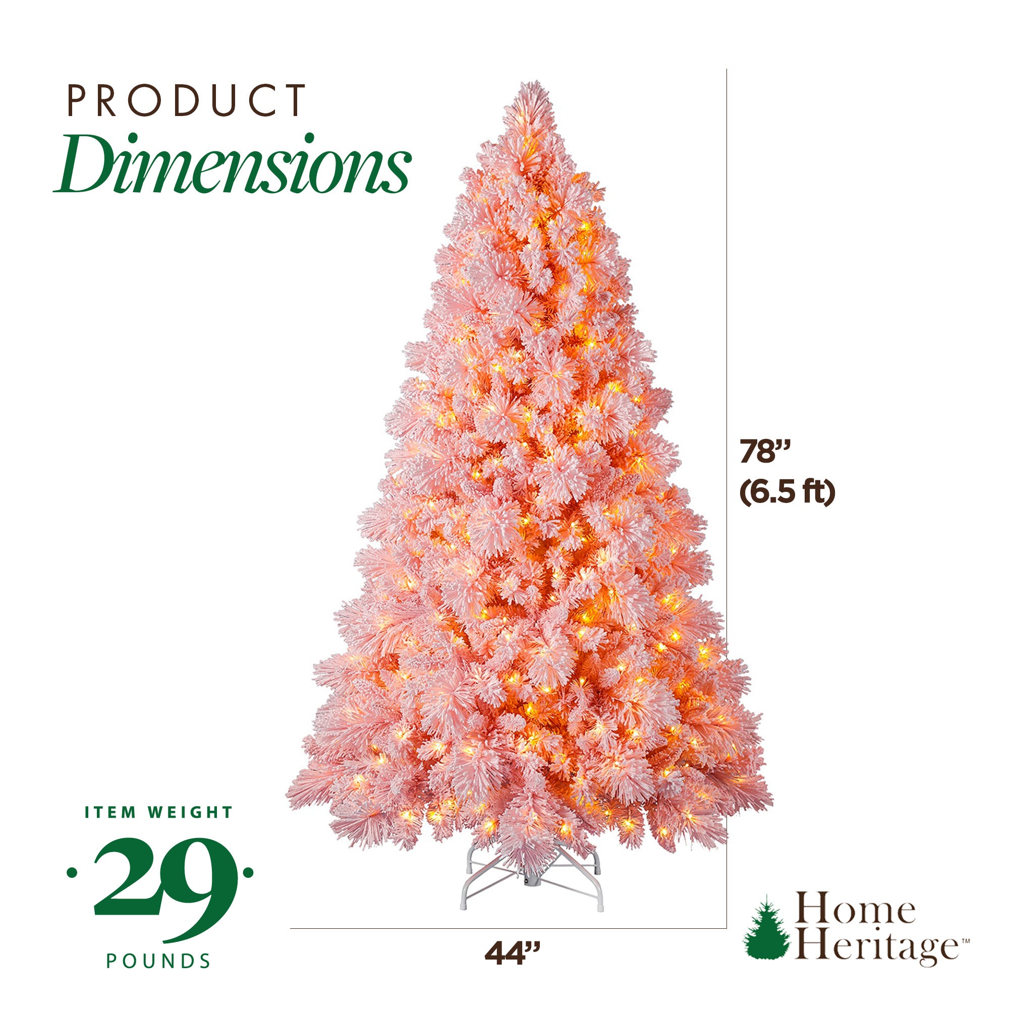 Home Heritage Rotating Tree Stand Base w/ Snowdrift 6.5 Ft Pre-Lit Holiday Tree