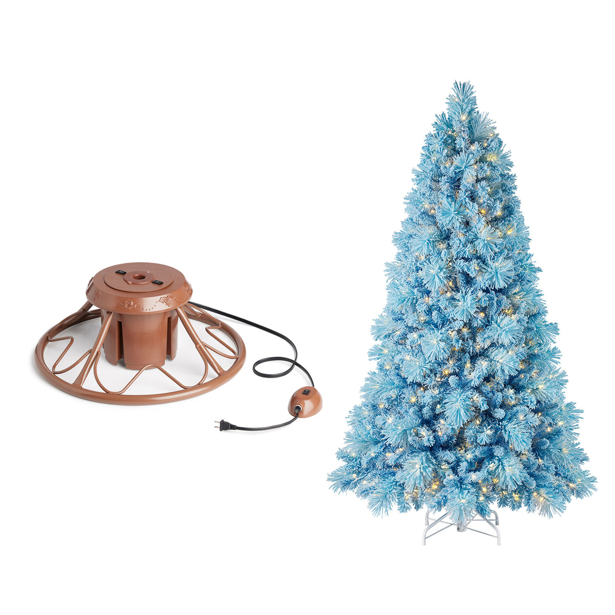 Home Heritage Rotating Tree Stand Base w/Snowdrift 6.5' Pine Christmas Tree