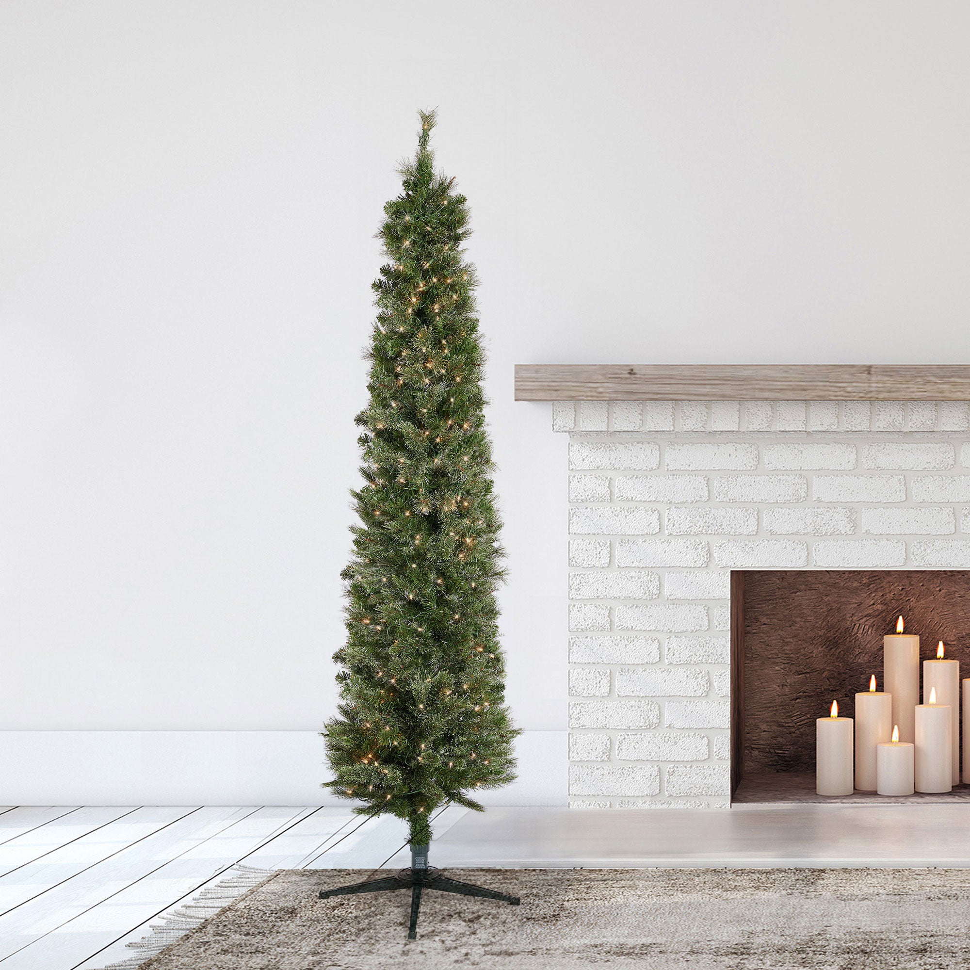 Home Heritage Rotating Tree Stand Base w/Stanley 7' Skinny Pencil Christmas Tree - VMInnovations