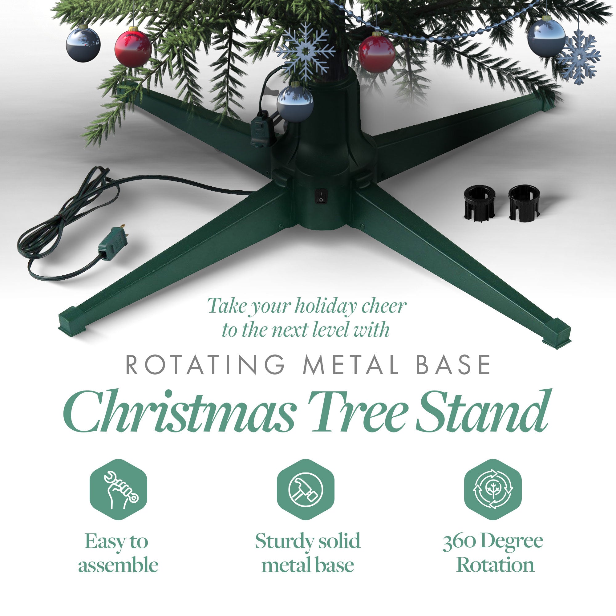 Home Heritage Rotating Tree Stand Base w/Snowdrift 6.5' Pine Christmas Tree