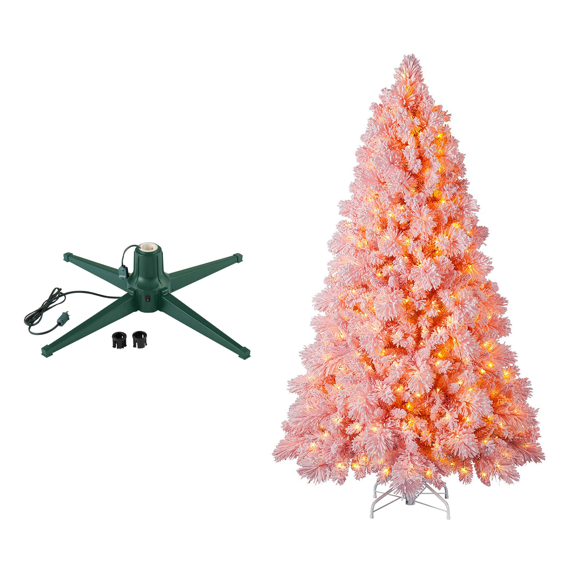 Home Heritage Rotating Tree Stand Base w/Snowdrift 6.5' Pine Christmas Tree - VMInnovations