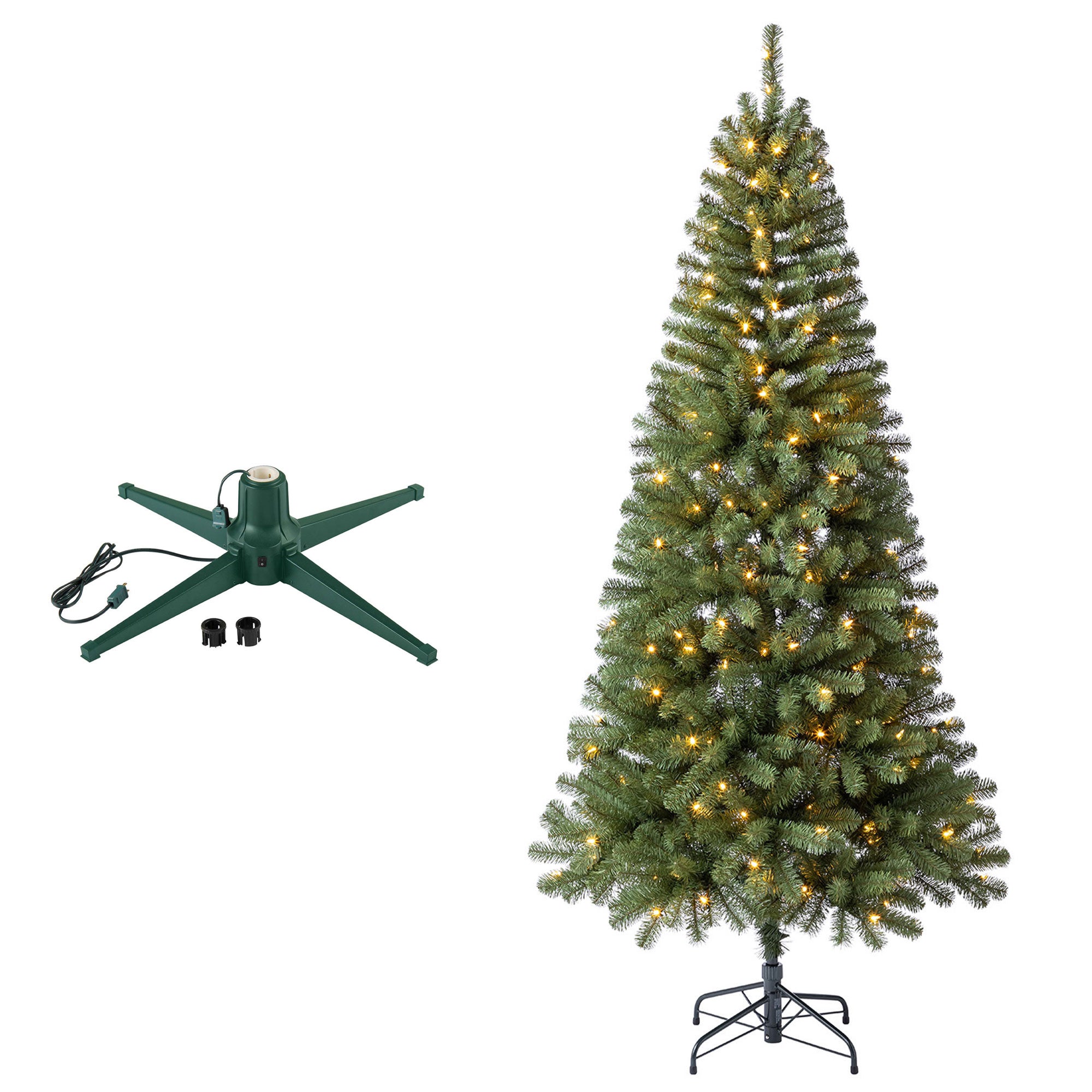 Home Heritage Brighampton Spruce Christmas Tree, 7' with Metal Base Stand, Green - VMInnovations