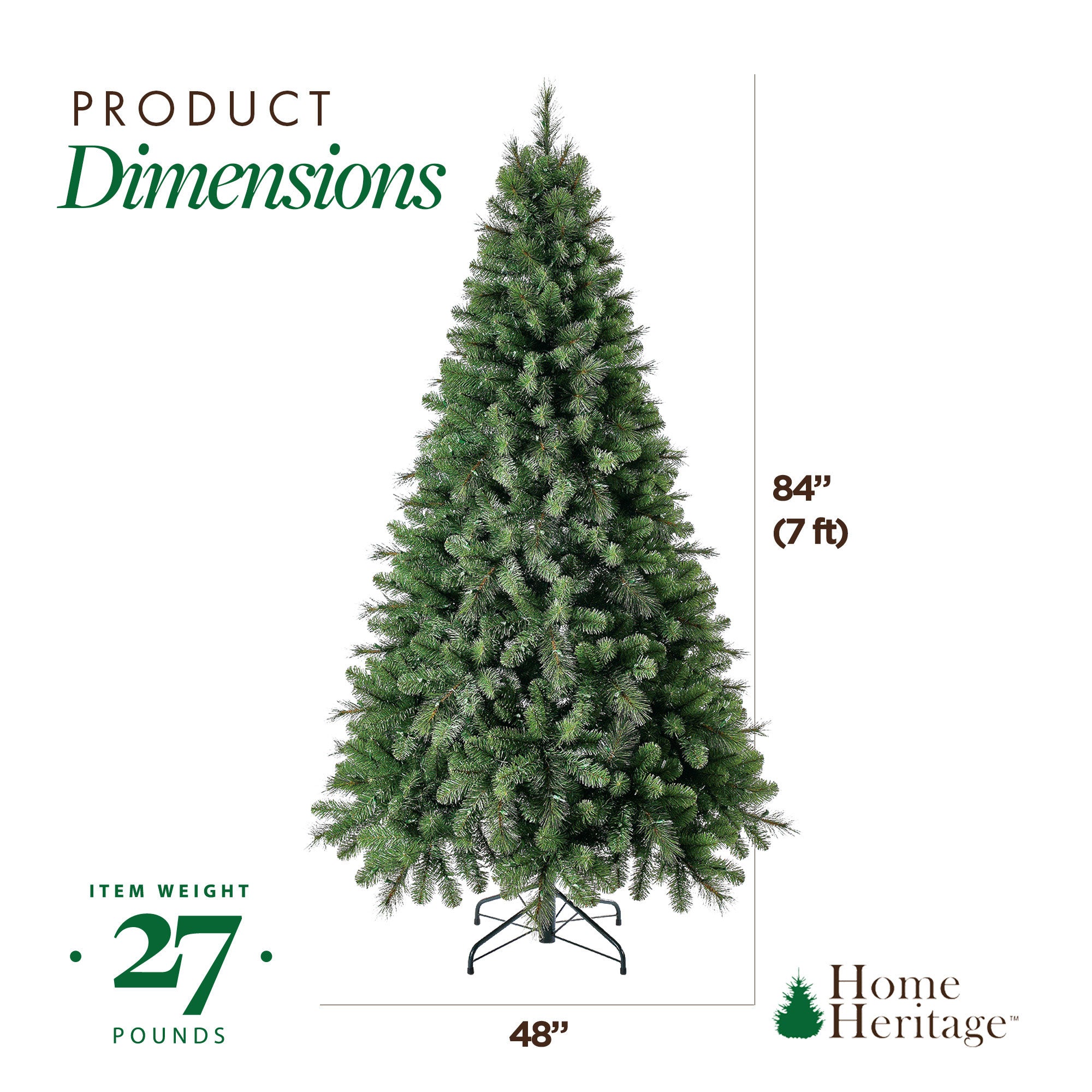 Home Heritage Rotating Tree Stand Base with Cascade Quick Set 7-Ft Pre-Lit Tree - VMInnovations