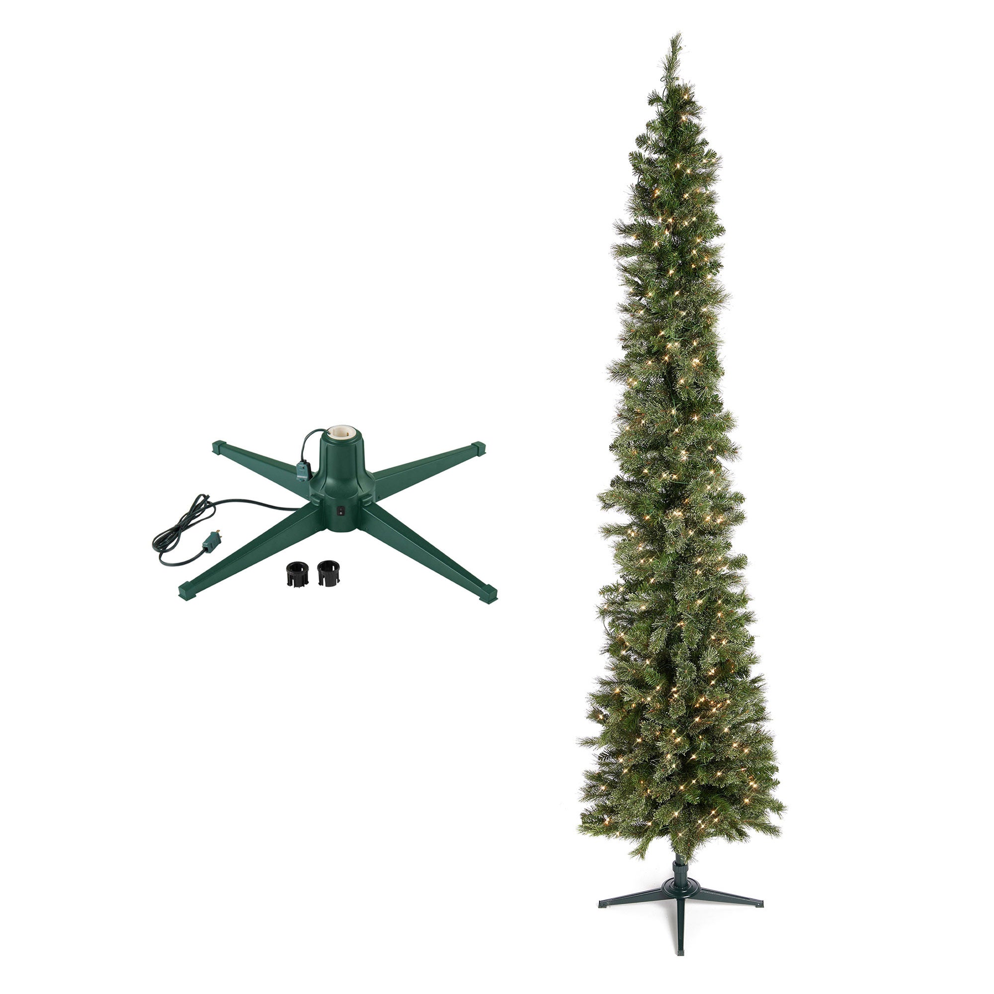 Home Heritage Stanley Pine Artificial Christmas Tree, 9' with Metal Base Stand - VMInnovations