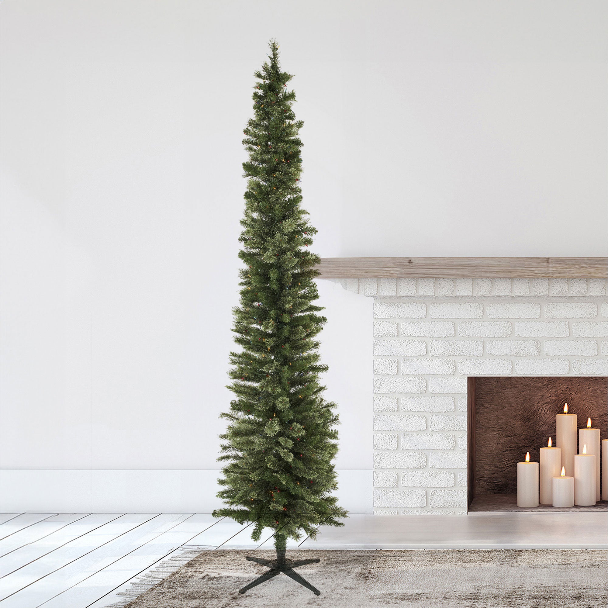 Home Heritage Stanley Pine Artificial Christmas Tree, 9' with Metal Base Stand - VMInnovations