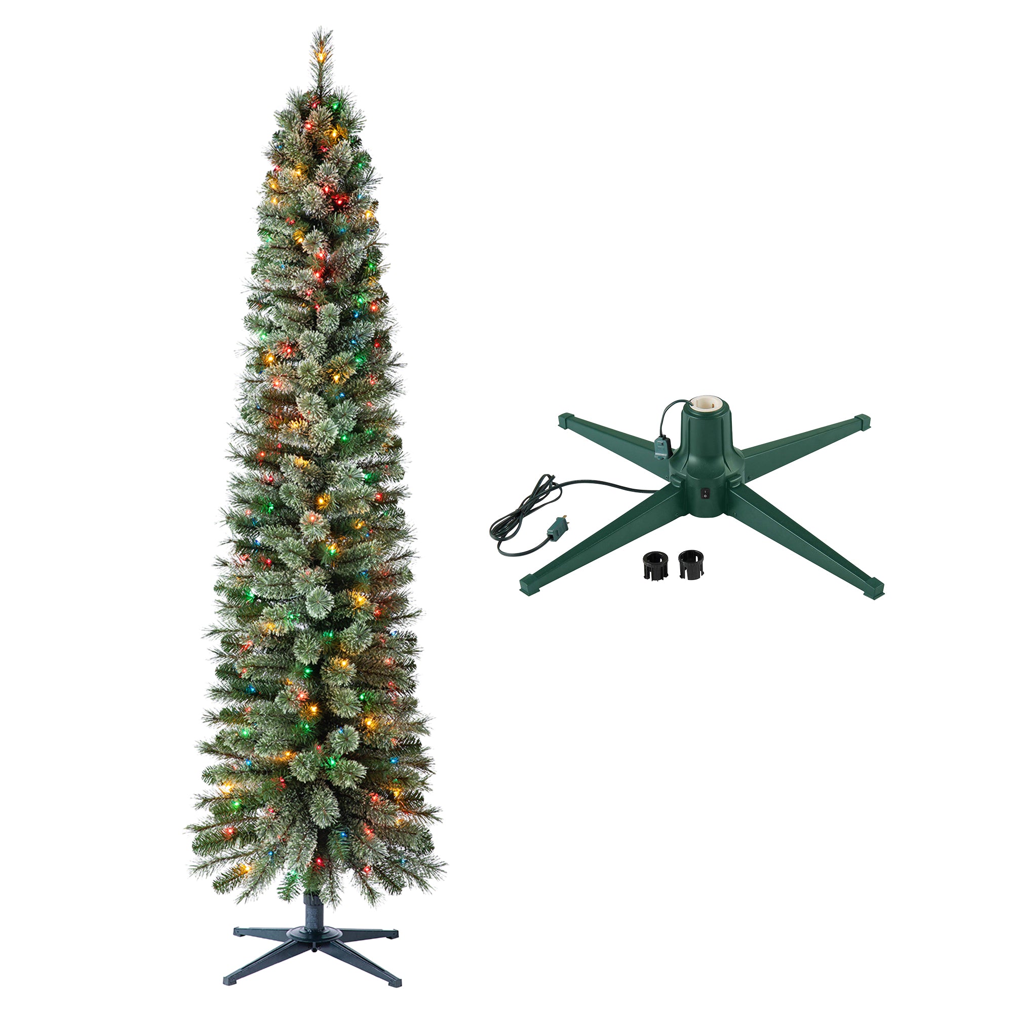 Home Heritage Stanley Pine Artificial Christmas Tree, 7' with Metal Base Stand - VMInnovations