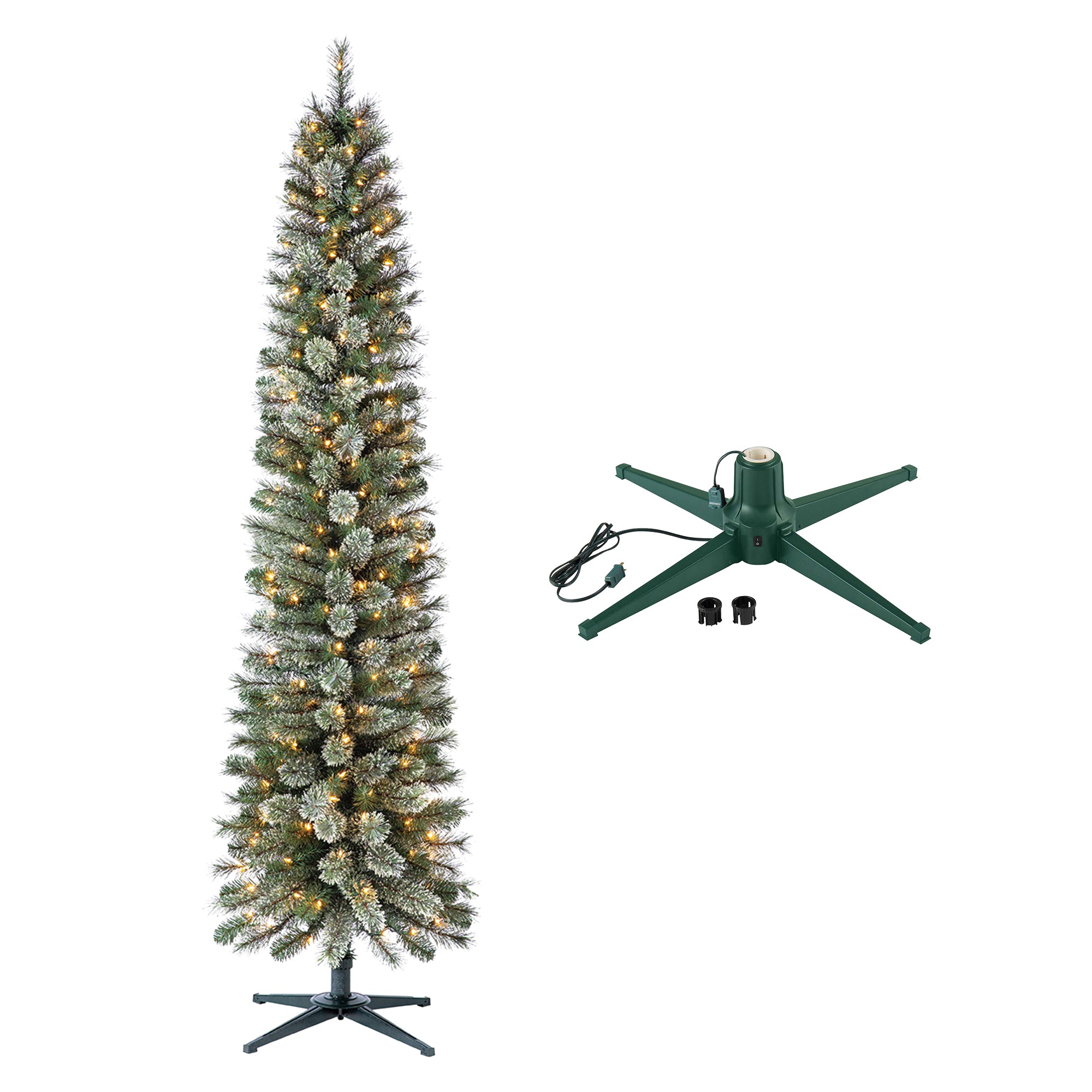 Home Heritage Stanley Pine Artificial Christmas Tree, 7' with Metal Base Stand - VMInnovations