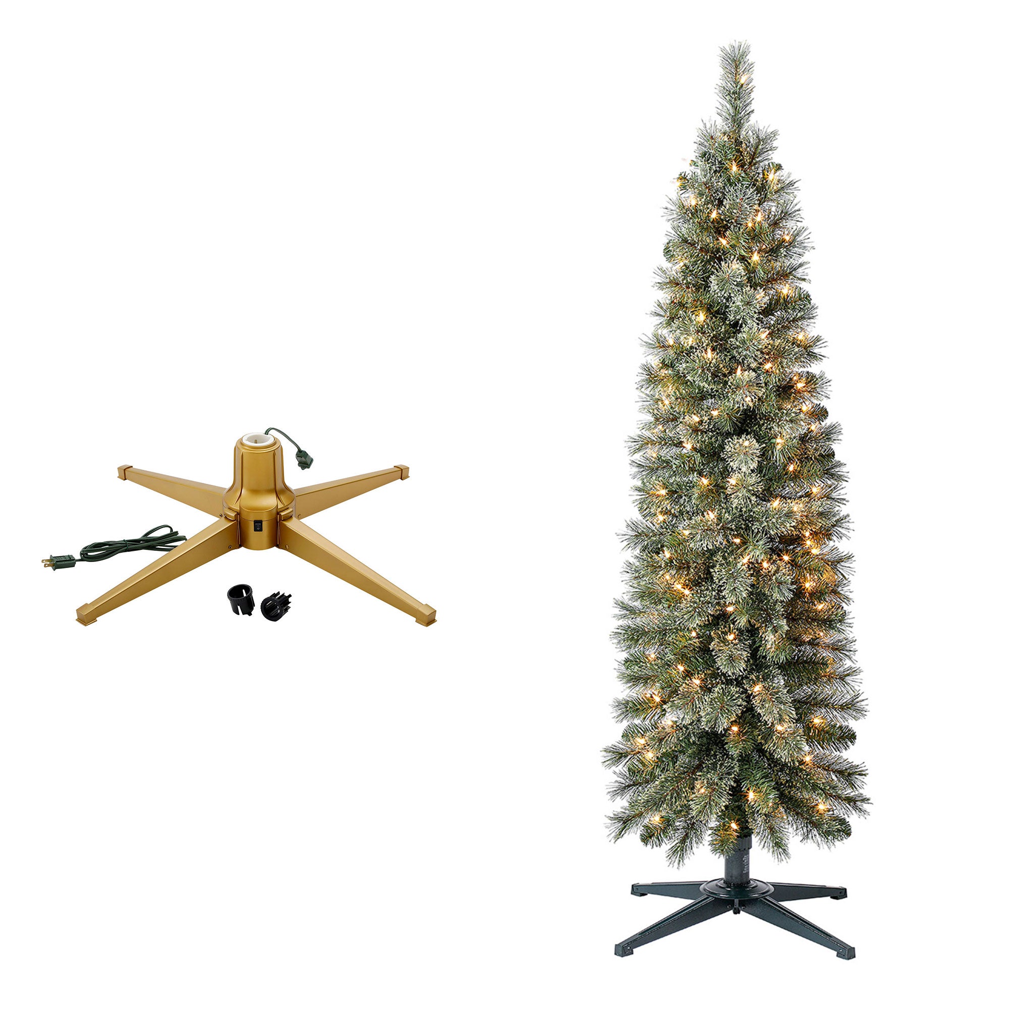 Home Heritage Rotating Tree Stand Base w/Stanley 5' Skinny Pencil Christmas Tree - VMInnovations