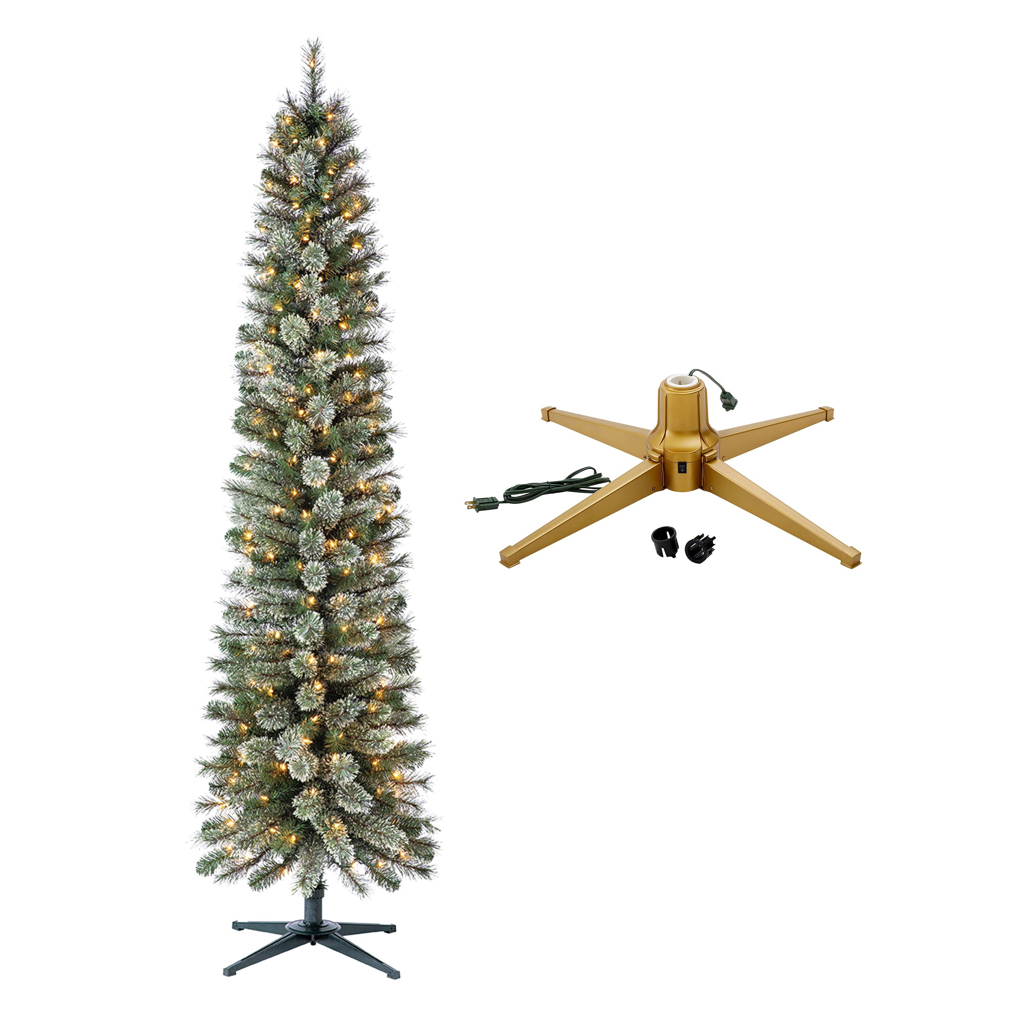 Home Heritage Stanley Pine Artificial Christmas Tree, 7' with Metal Base Stand - VMInnovations