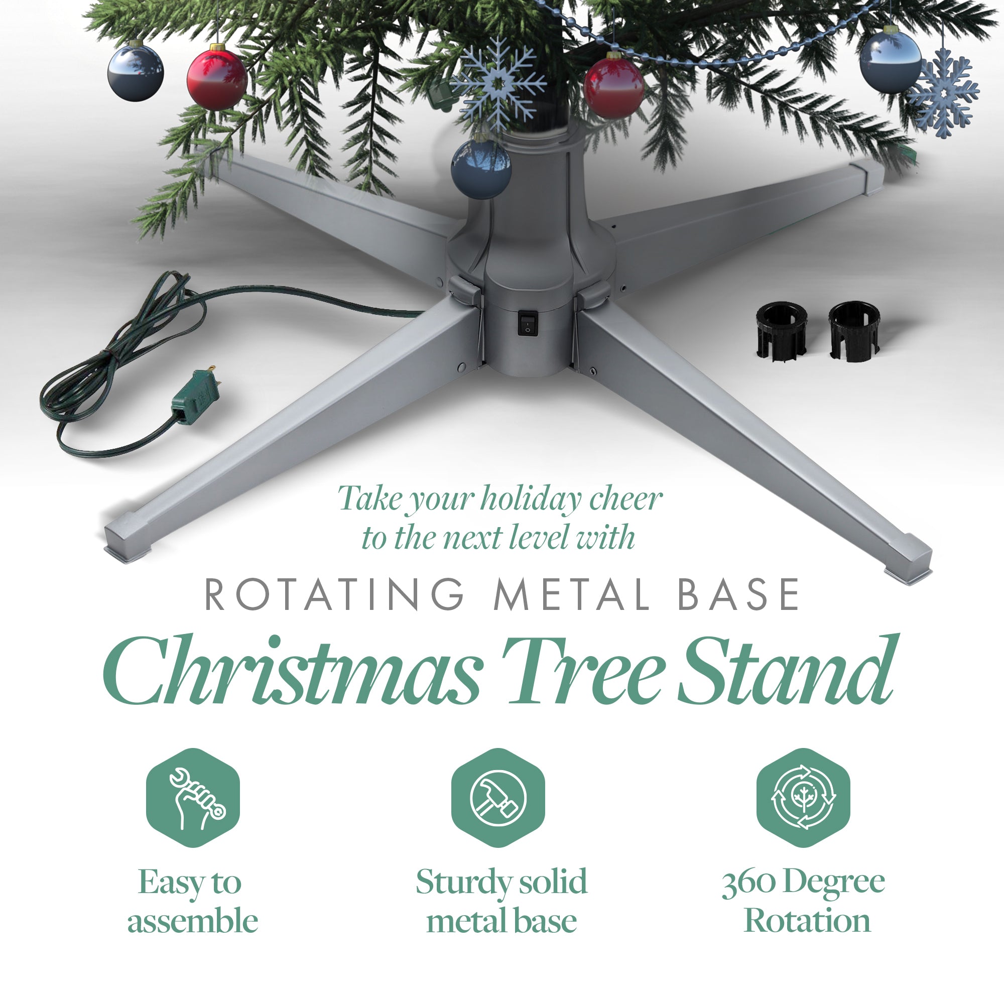 Home Heritage Stanley Pine Artificial Christmas Tree, 7' with Metal Base Stand - VMInnovations
