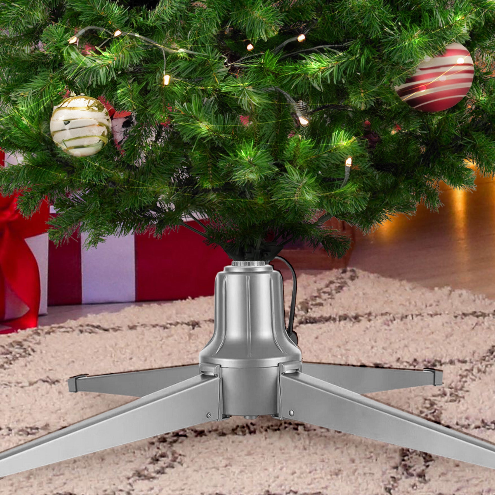 Home Heritage Stanley Pine Artificial Christmas Tree, 7' with Metal Base Stand - VMInnovations