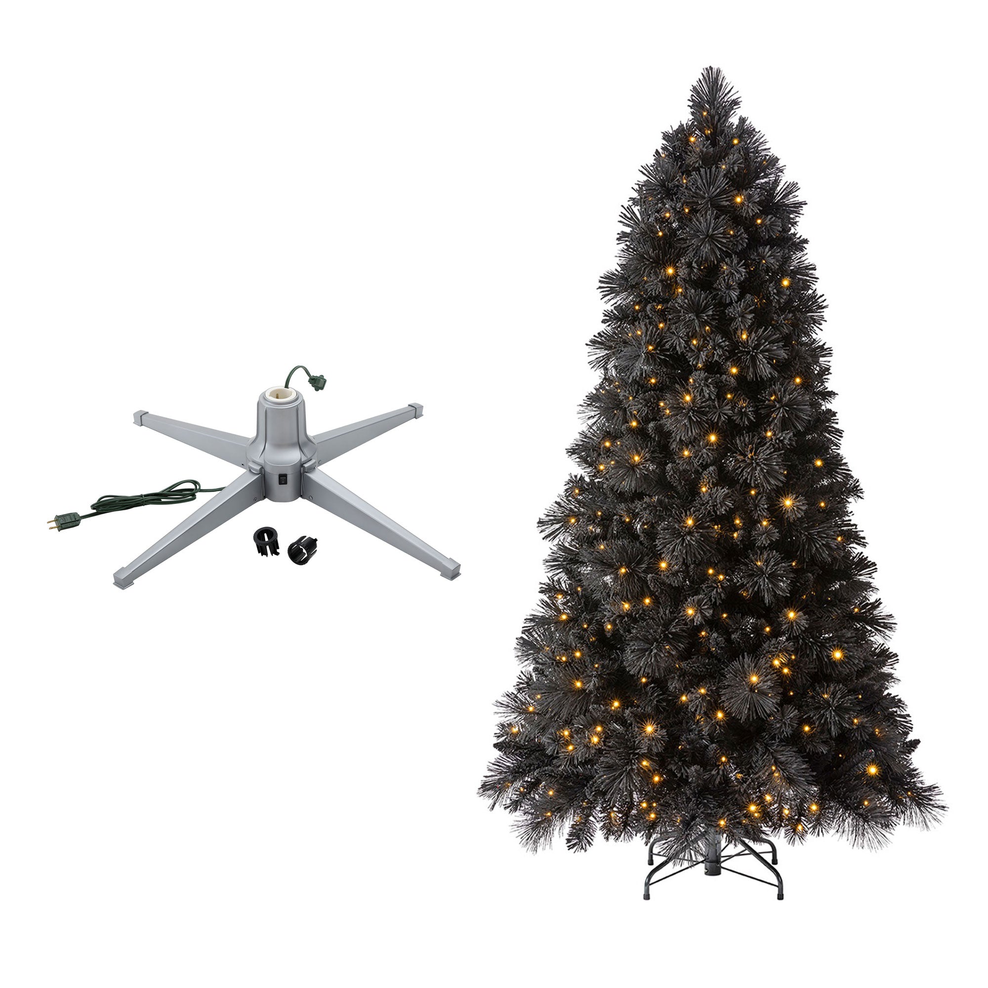 Home Heritage Rotating Tree Stand Base w/Snowdrift 6.5' Pine Christmas Tree - VMInnovations