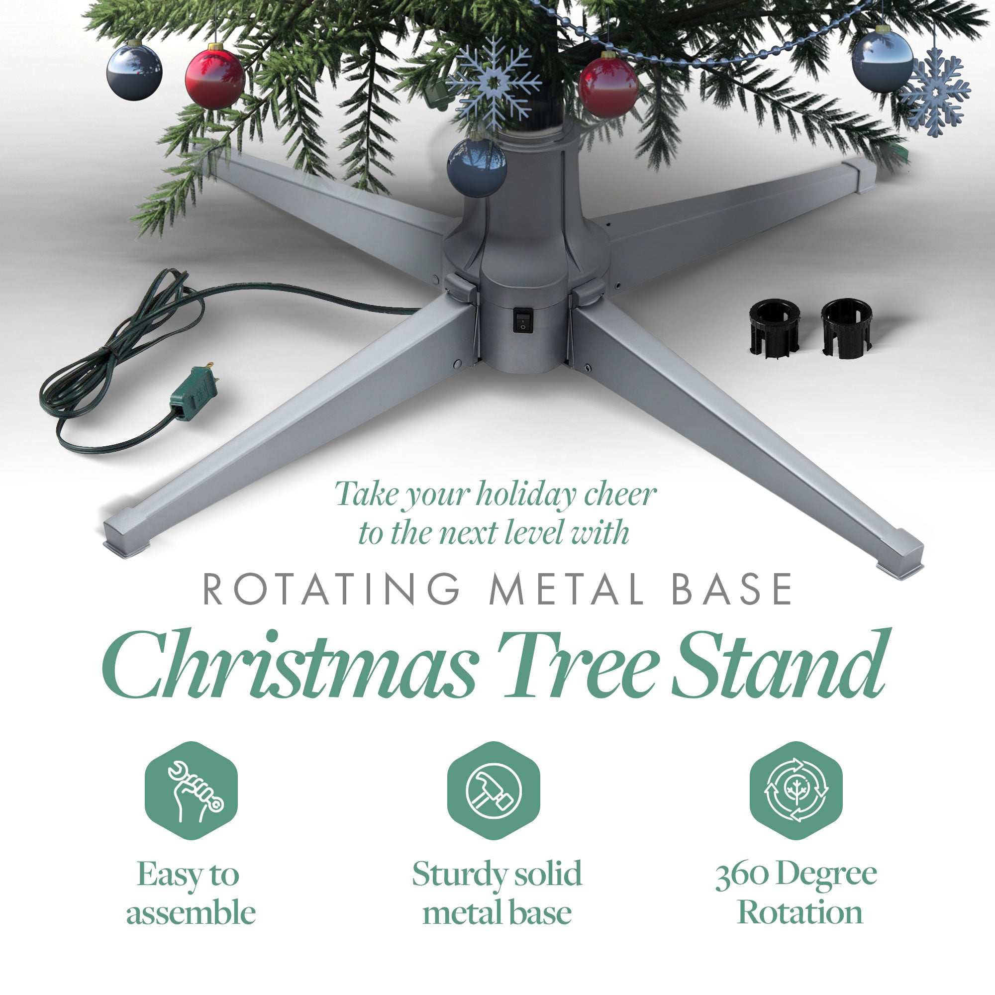 Home Heritage Stanley Pine Artificial Christmas Tree, 9' with Metal Base Stand - VMInnovations