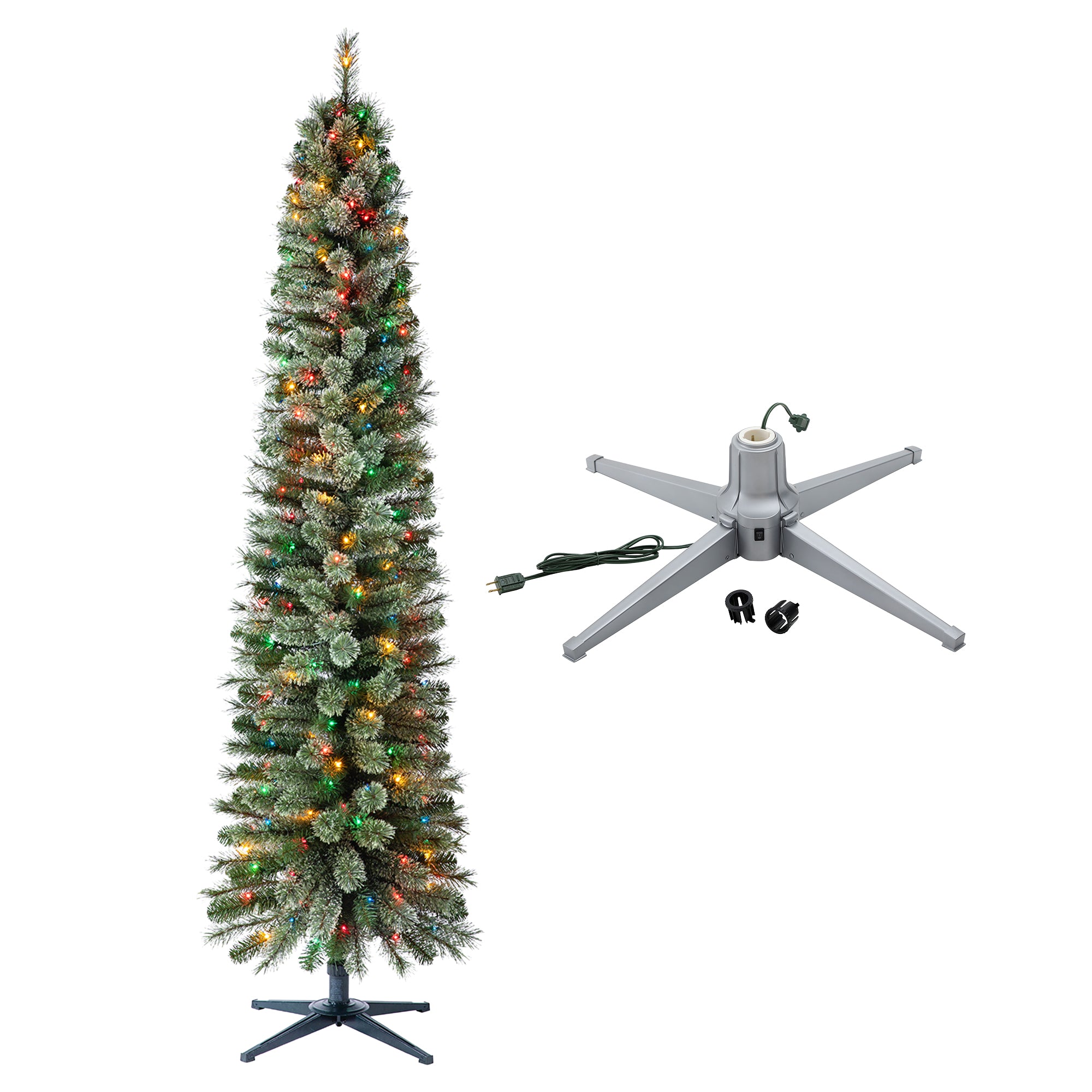 Home Heritage Stanley Pine Artificial Christmas Tree, 7' with Metal Base Stand - VMInnovations