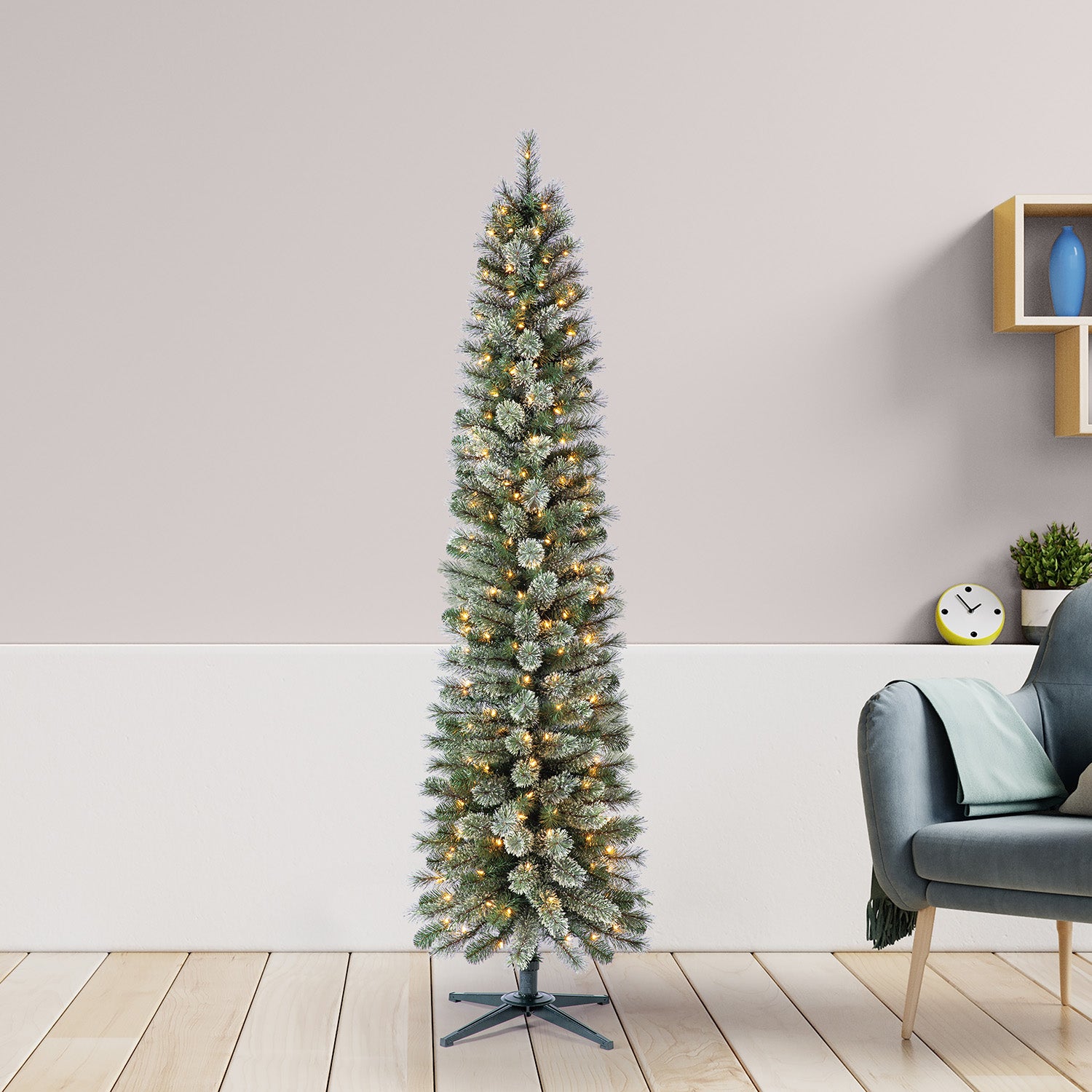 Home Heritage Stanley Pine Artificial Christmas Tree, 7' with Metal Base Stand - VMInnovations