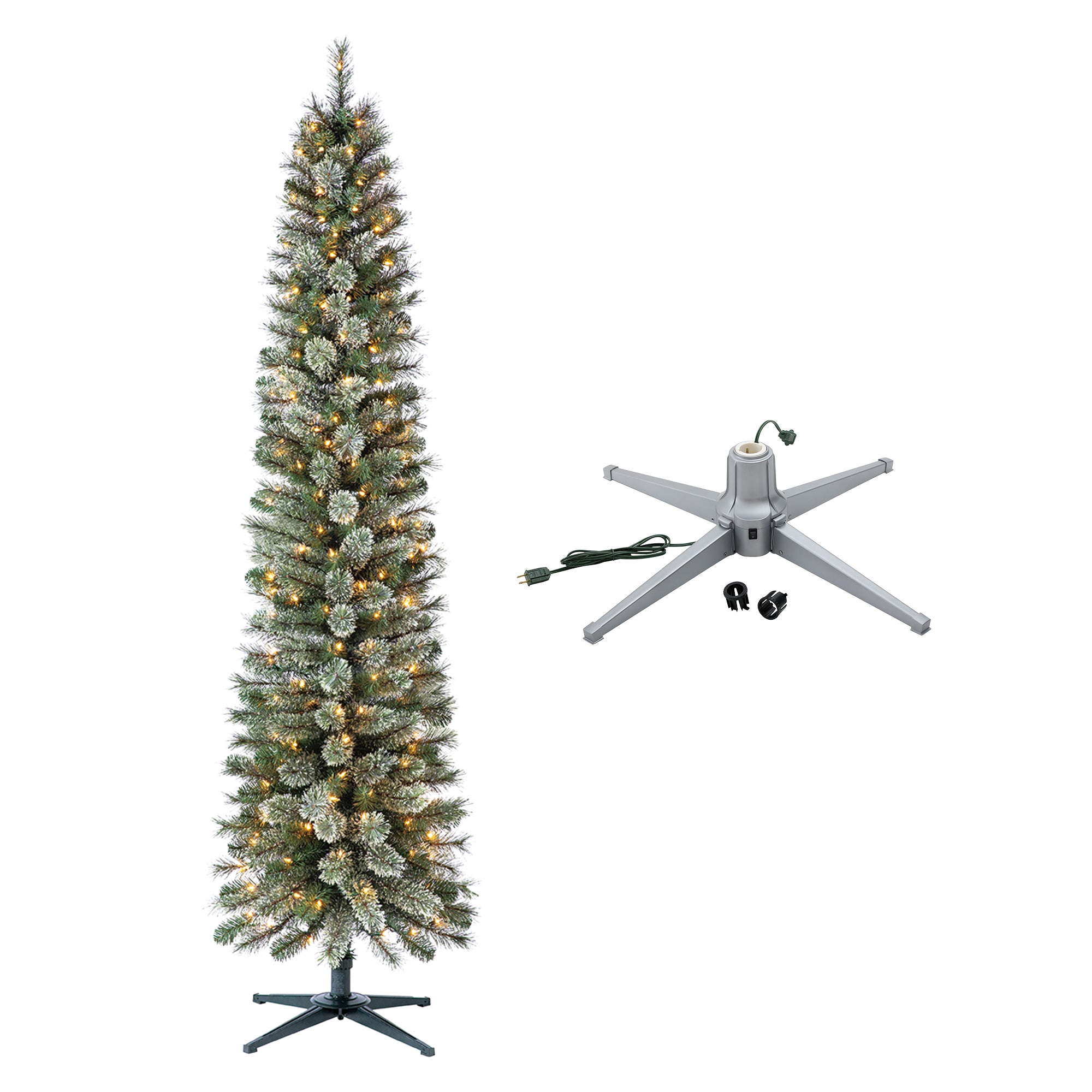Home Heritage Stanley Pine Artificial Christmas Tree, 7' with Metal Base Stand - VMInnovations