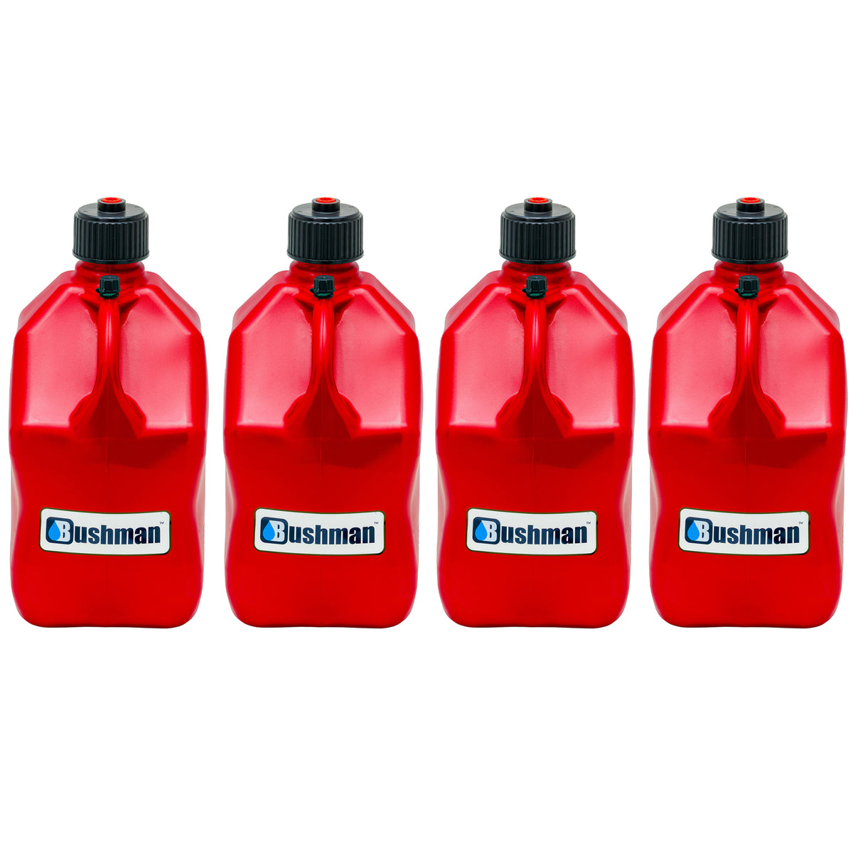 Bushman 4 Pack U-Jug Storage Jug, Portable Plastic Container, 5.5 Gal, Red