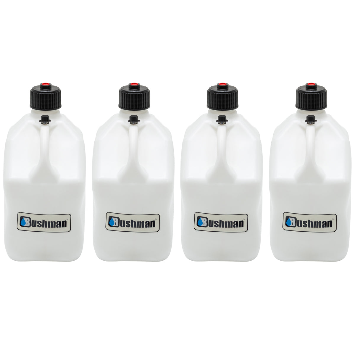 Bushman 4 Pack U-Jug Storage Jug, Portable Plastic Container, 5.5Gal, White