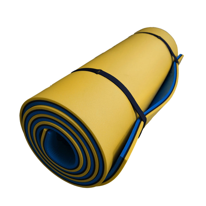 Aqua Lily Pad Floating Mat w/ Duracore, Foam Lake Float, 6’ x 18’, Yellow/Blue - VMInnovations