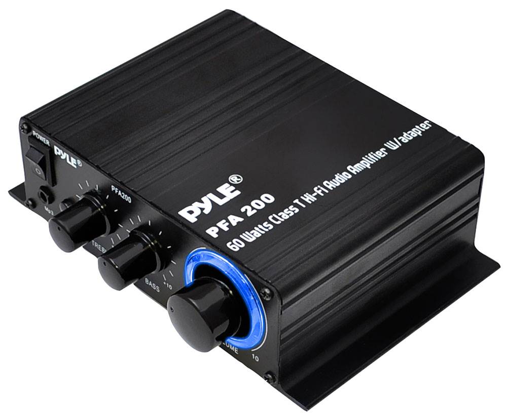 Pyle PCM20A Audio Power 60W HiFi Mini Amplifier Receiver with Adapter (4 Pack)