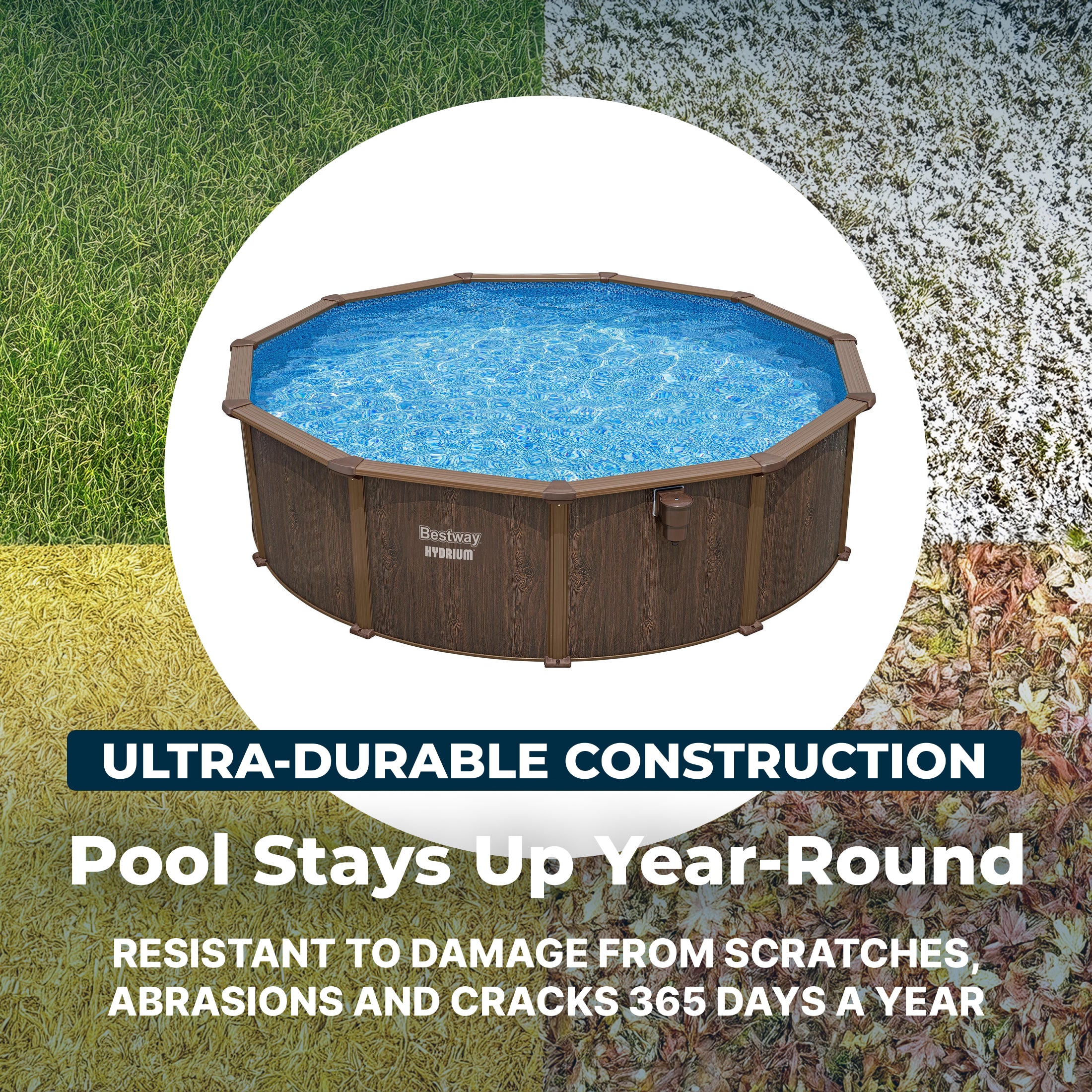 Bestway Hydrium 16’ x 52” Steel Wall Round Above Ground Swimming Pool Set - VMInnovations
